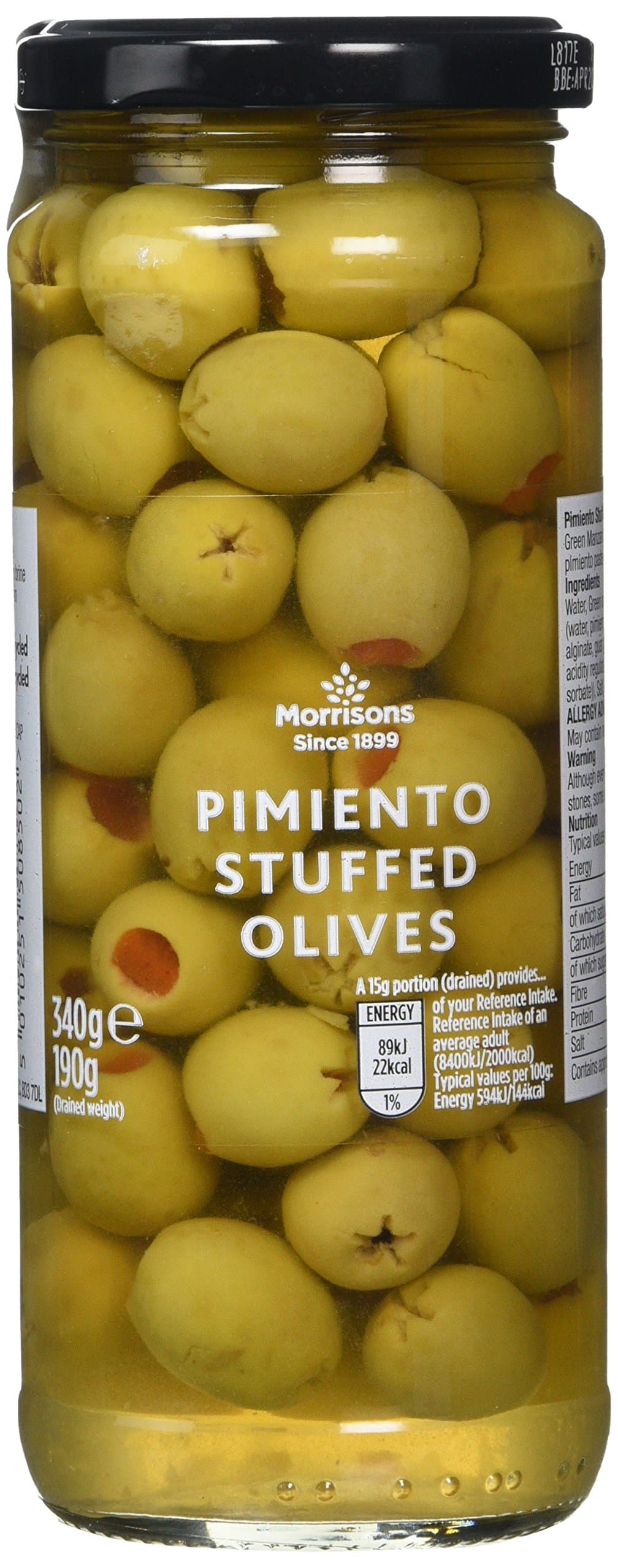 Pimiento-Stuffed Olives, 340 g, Pack of 8 Brine