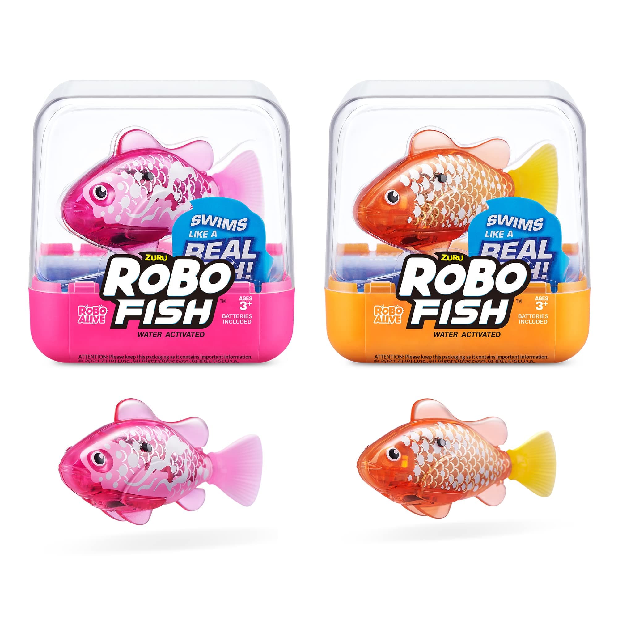 Fish Series 3 Robotic Swimming Fish (Pink and Purple) electronic pet fish, summer pool toy, bath toy, (2 Pack, Pink and Purple) (7199D)