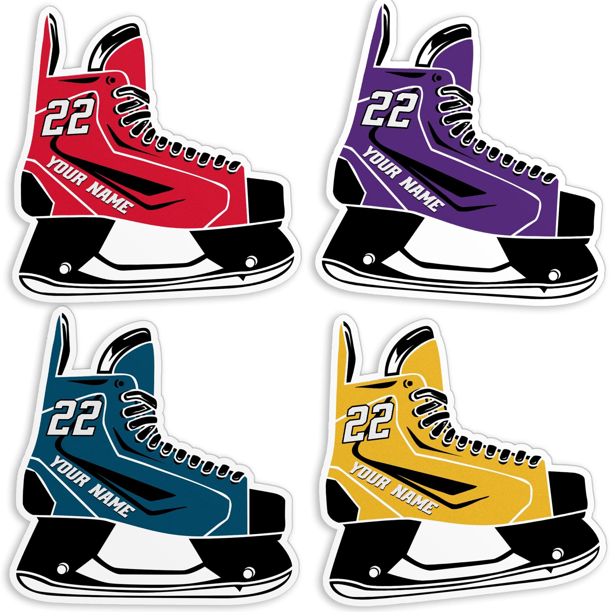 Custom Hockey Skate Name & Number Sticker - Personalized Ice Hockey Sticker, Waterproof Die-Cut Vinyl for Laptop, Water Bottle, Funny Car & Birthday Gifts