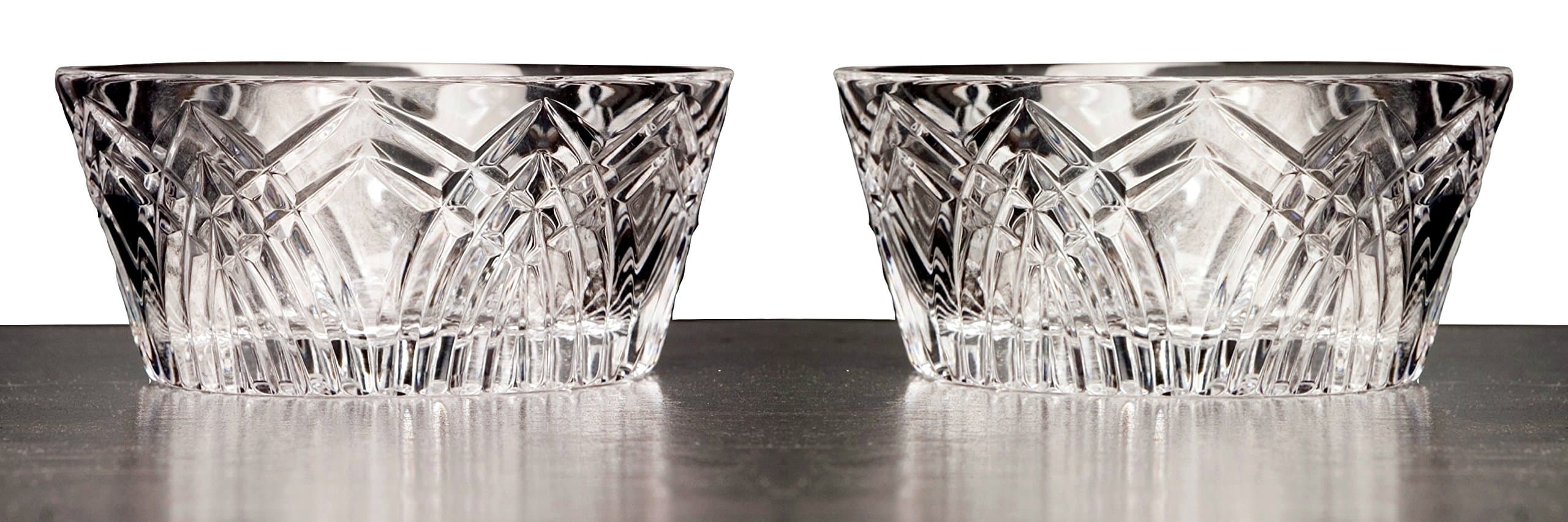 GAC Set of 2 Mouth Blown Crystal Condiment Bowl, Nut Bowl, Dipping Bowl, or Dessert Bowl 4 Inch Small Bowl Set