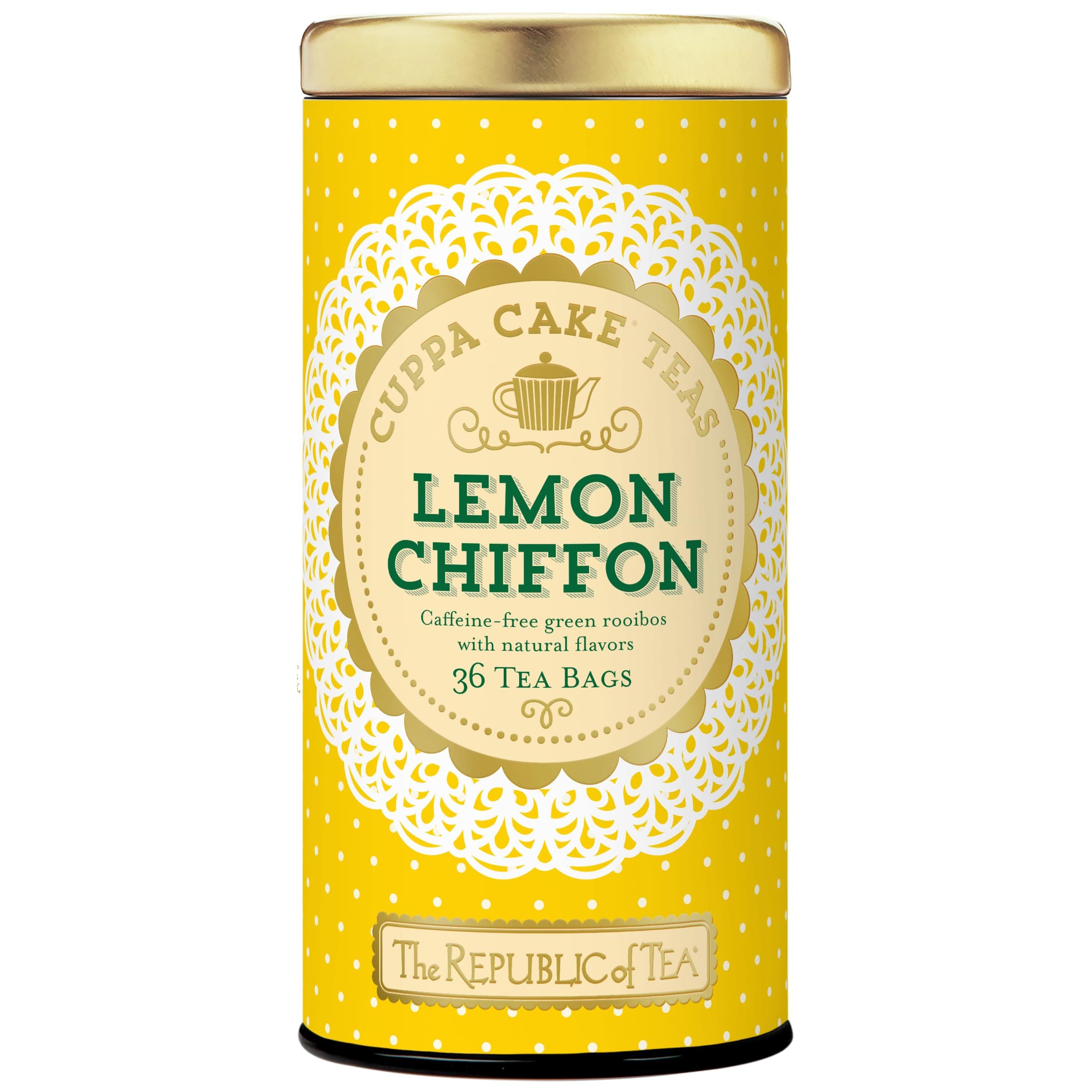 Lemon Chiffon Cuppa Cake Tea, 36 Tea Bags, Decadent Herbal Green Rooibos Tea