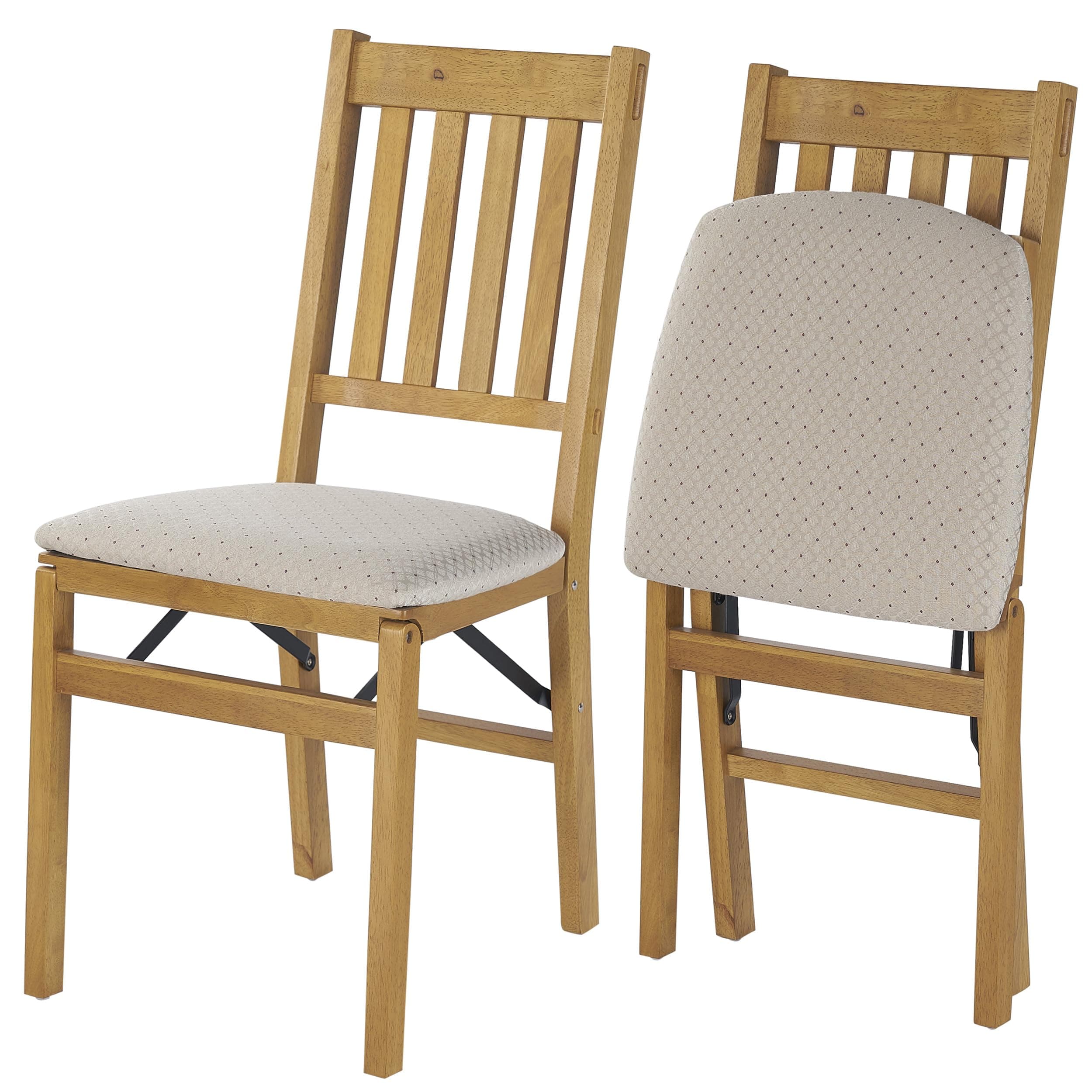 Meco STAKMORE Arts and Craft Folding Chair Oak Finish, Set of 2, Wood