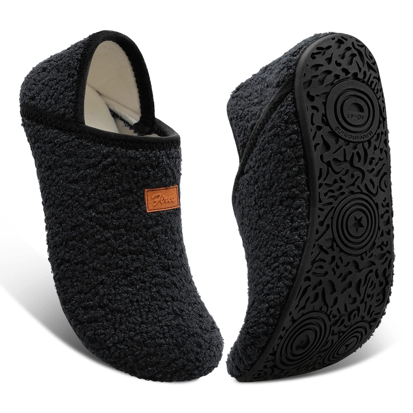 Womens Mens Slippers with Rubber Sole Soft-Lightweight House Slipper Socks Around House Shoes Non Slip Indoor/Outdoor