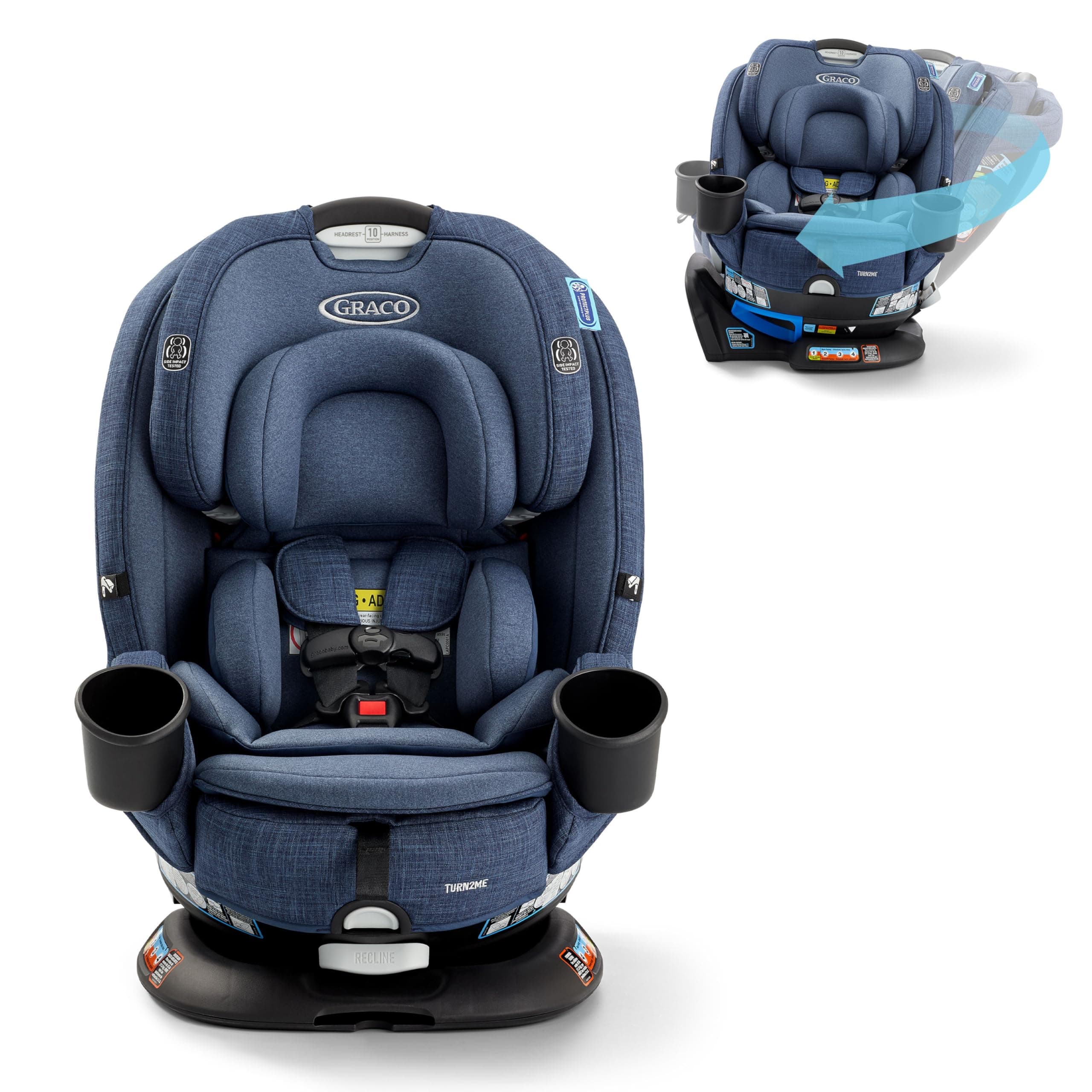 Turn2Me 3-in-1 Rotating Convertible Car Seat, Rear to Forward Facing & Highback Booster, Easy Installation, Brighton