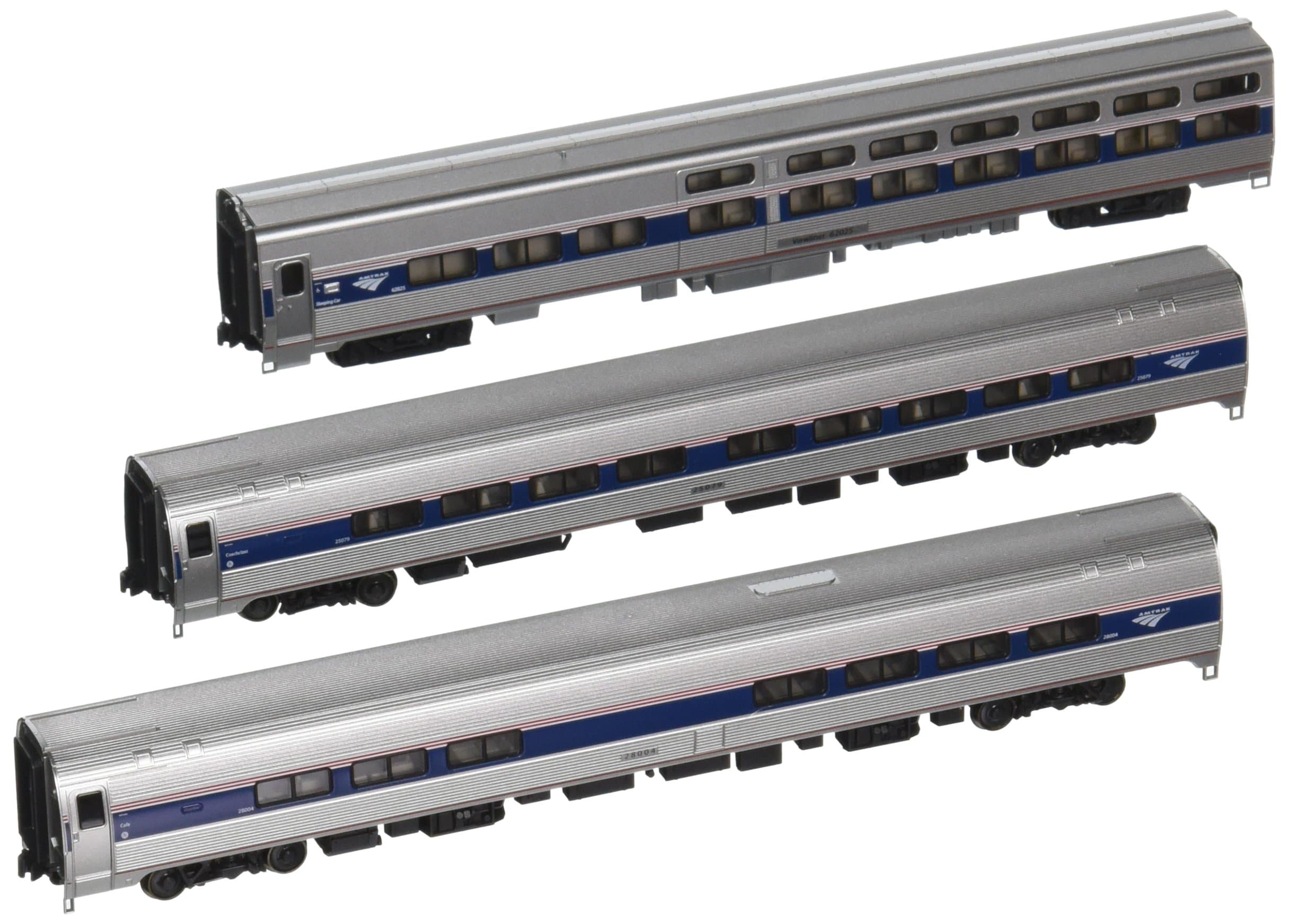 USA Model Train Products Amfleet and Viewliner Intercity Express Phase VI Bookcase Set, 3-Unit Set
