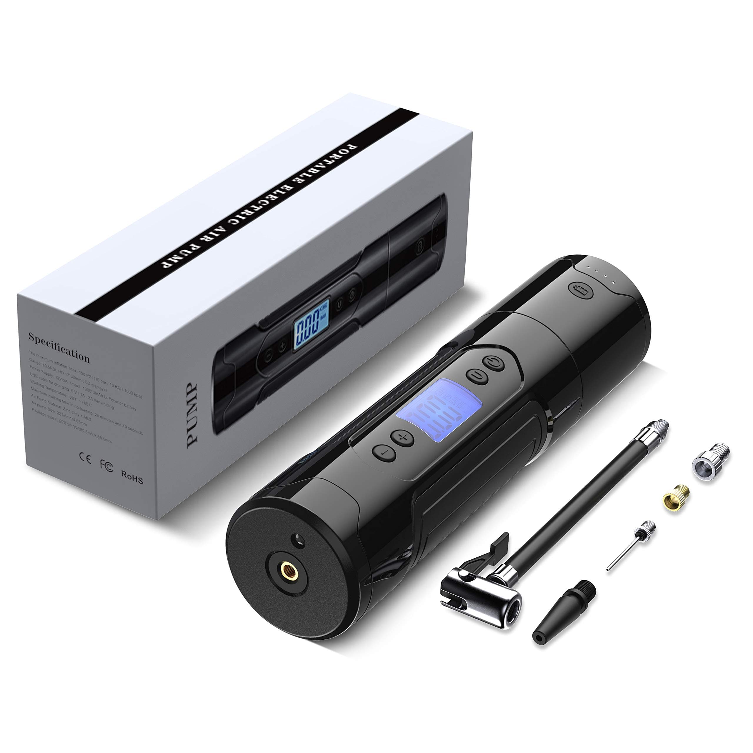 Portable Air Compressor Tire Inflator for Car Tires, Beaspire Car Tire Air Pump for Inflatables with Gauge 3000mAh 12V AC DC Lithium Battery 150PSI for Car Bicycle Tires and Other Inflatables