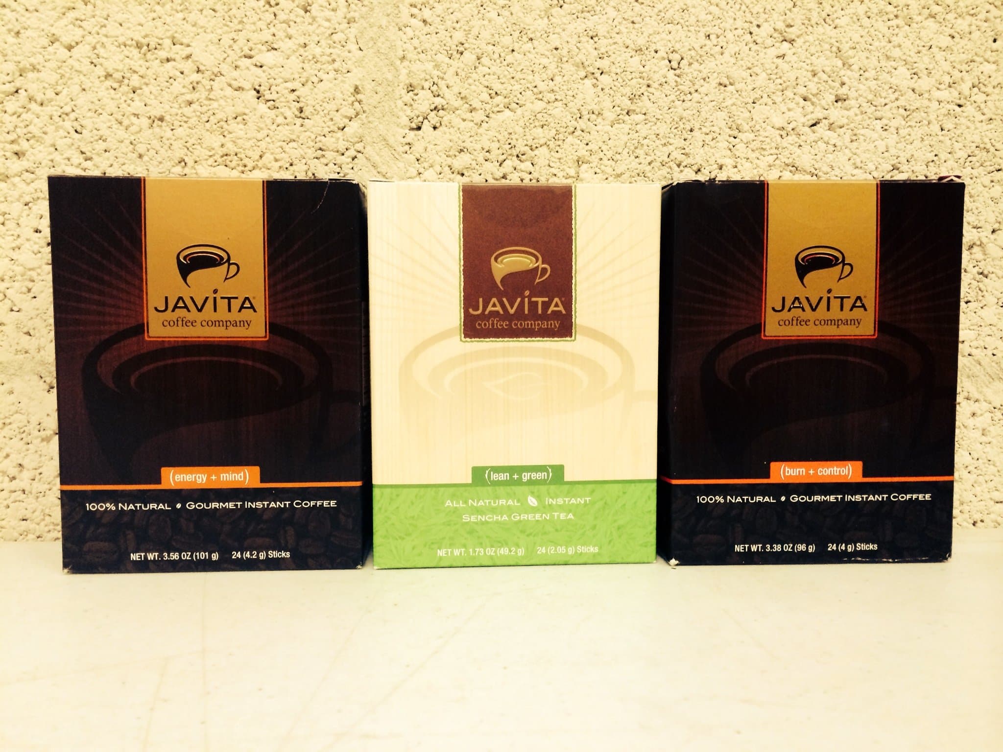 Javita Trio Burn and Control, Energy and Mind and Green Tea - 1 Box Each