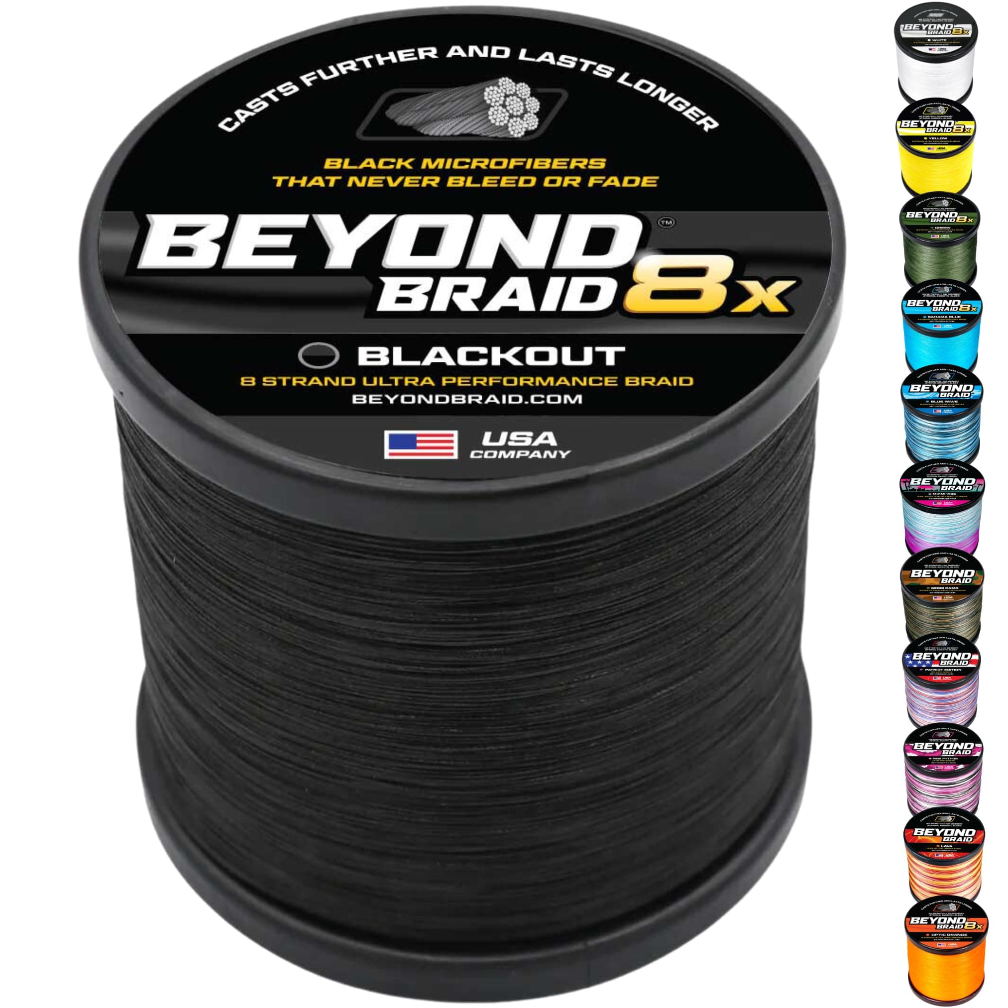 Braided Fishing Line -Super Strong - Abrasion Resistant - No Stretch -Blue Camo, Moss Camo, White, Green, Pink, Blue, 4 Strand 8 Strand