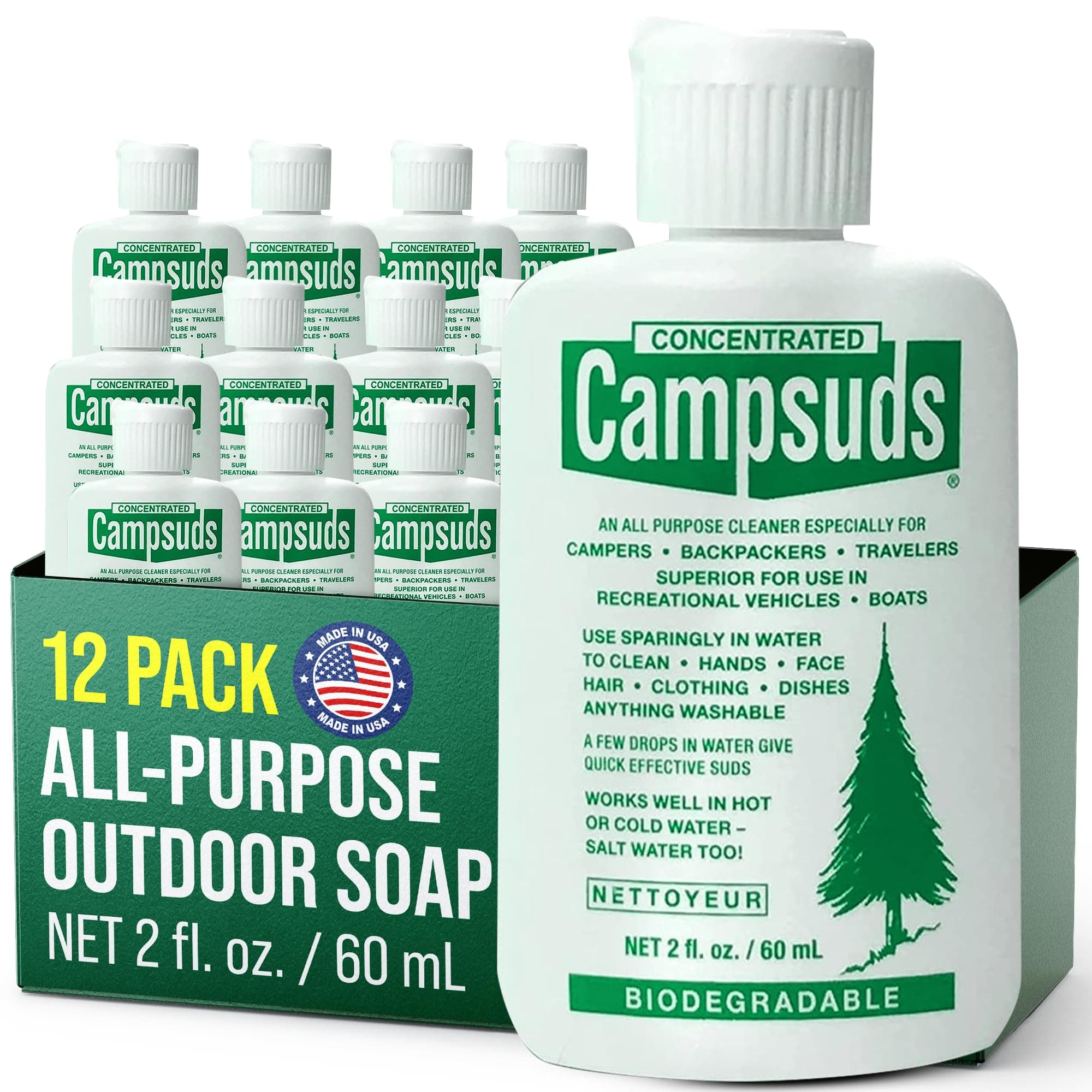 Sierra Dawn Outdoor Soap - Premium Biodegradable Camping & Backpacking Essential - All-Purpose Natural Soap for Dishes, Clothes & Personal Care - Trusted by Outdoor Enthusiasts, 2 Ounce, 12 Bottles