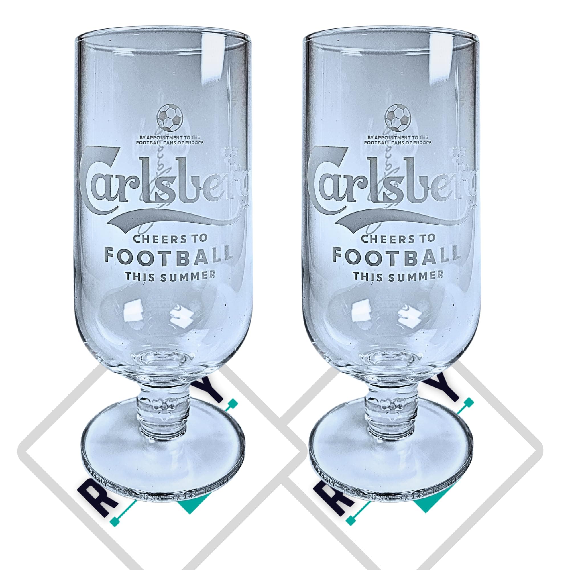 2 x Roxley Carlsberg Pilsner Nucleated Pint Glass Glasses X2 | Lager Beer
