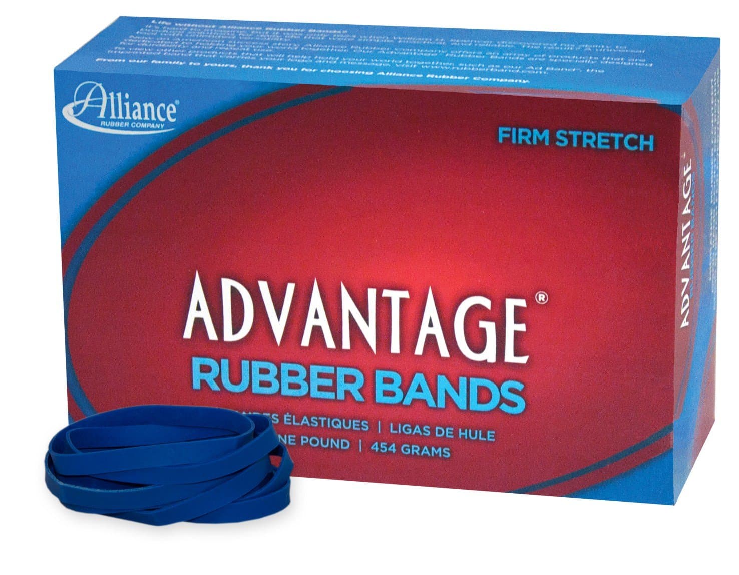Rubber 54625 Advantage Rubber Bands Size #62, 1 lb Box Contains Approx. 450 Bands (2 1/2" x 1/4", Blue)