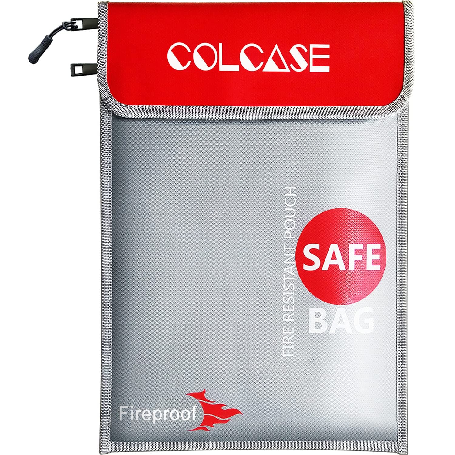 COLCASE Fireproof Document Bag (2000 ℉)15 x 11 Inches Silicone Coated Fireproof and Waterproof Money Bag Fireproof Safe Storage for Money, Documents, Jewelry and Passport