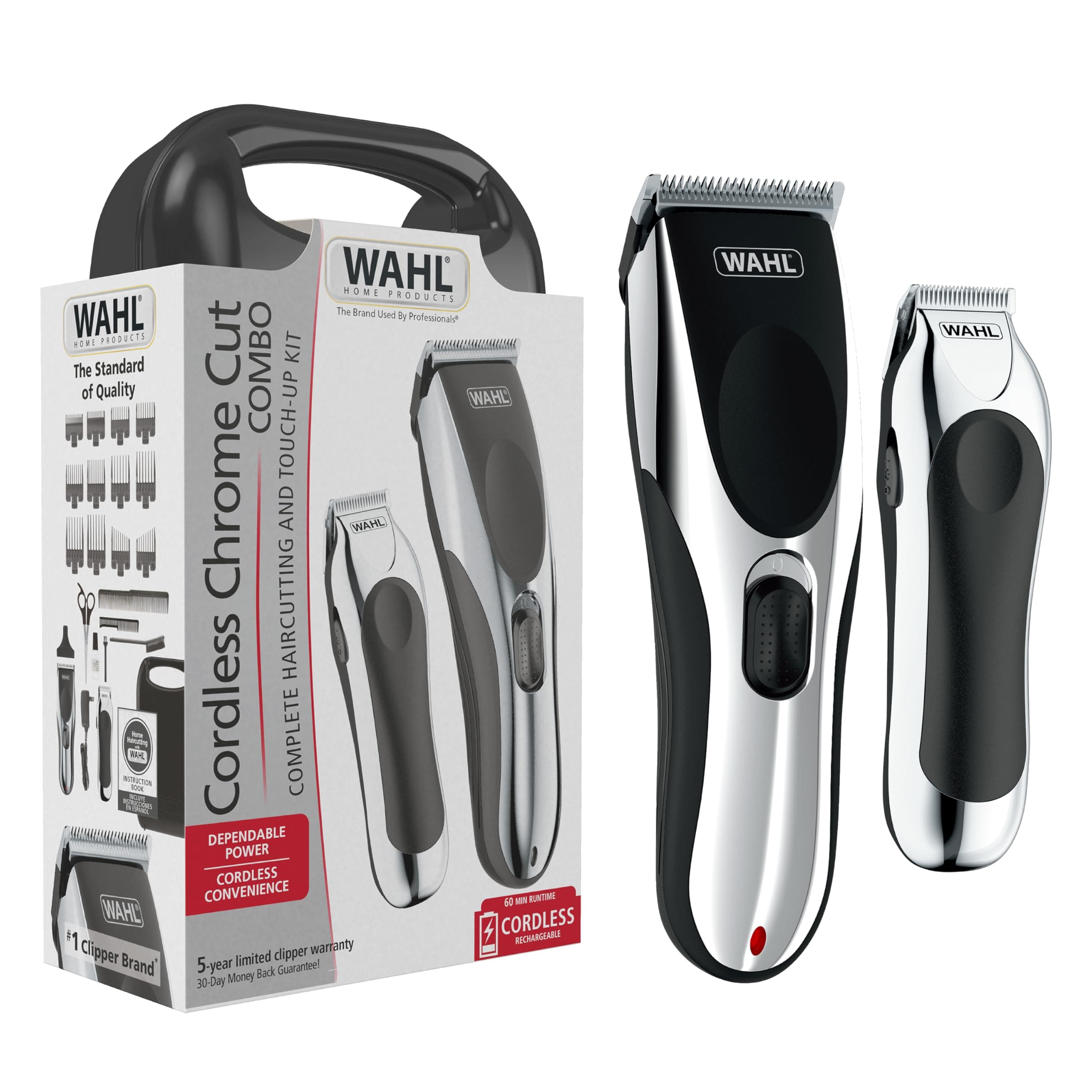 Clipper Cordless Chrome Pro Hair Clippers for Men and Battery Hair Trimmer Combo for Full Haircuts and Touch-Up Trims – Model 3026590