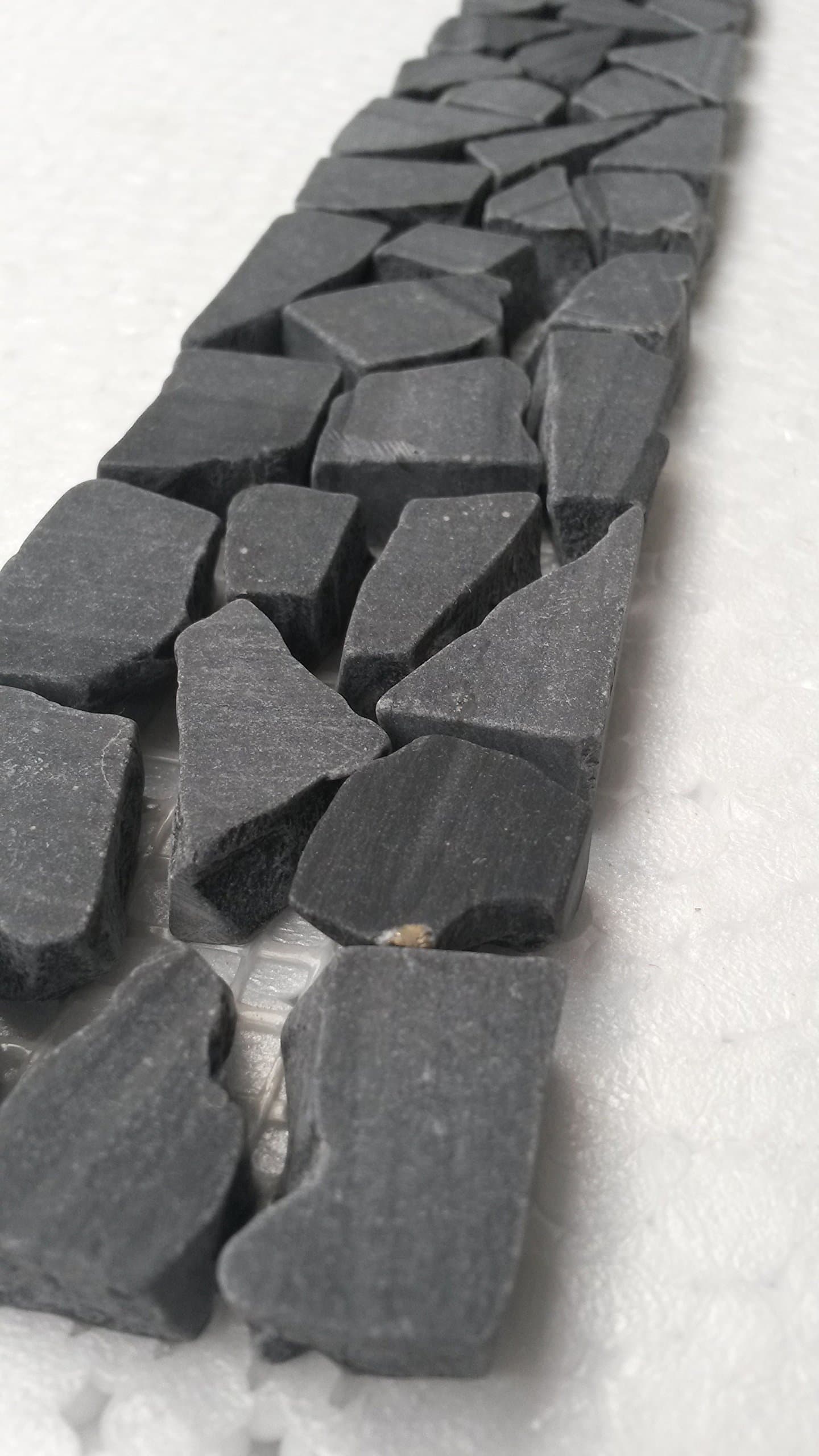 Mosaic Marble Broken Stone Border Wall Black Tiles 5x30 cm 8 mm