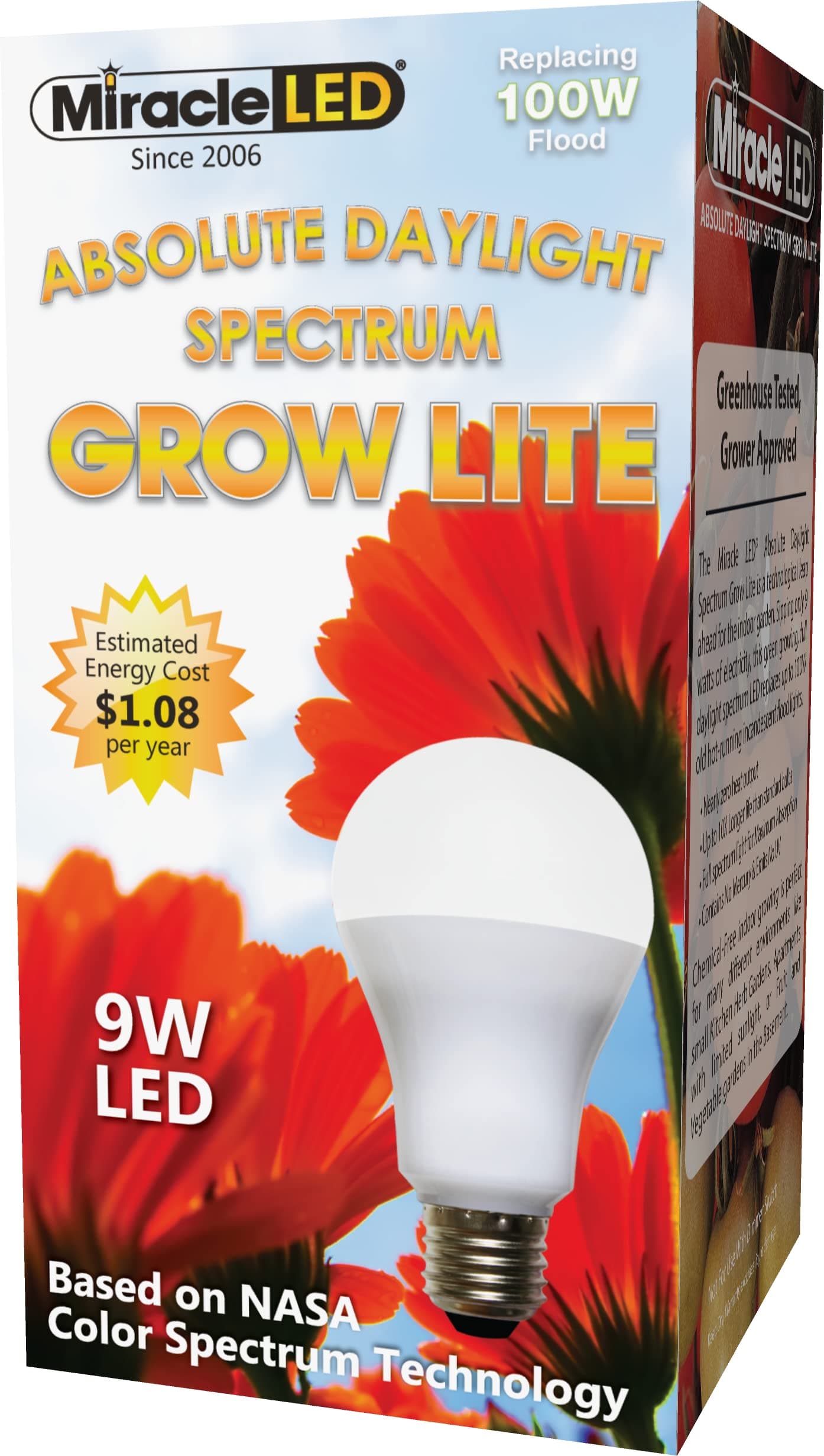 Absolute Daylight Spectrum Grow Lite - Replaces up to 100W - Full Spectrum Hydroponic LED Plant Growing Light Bulb for Greenhouse, Garden, and Indoor (605088)