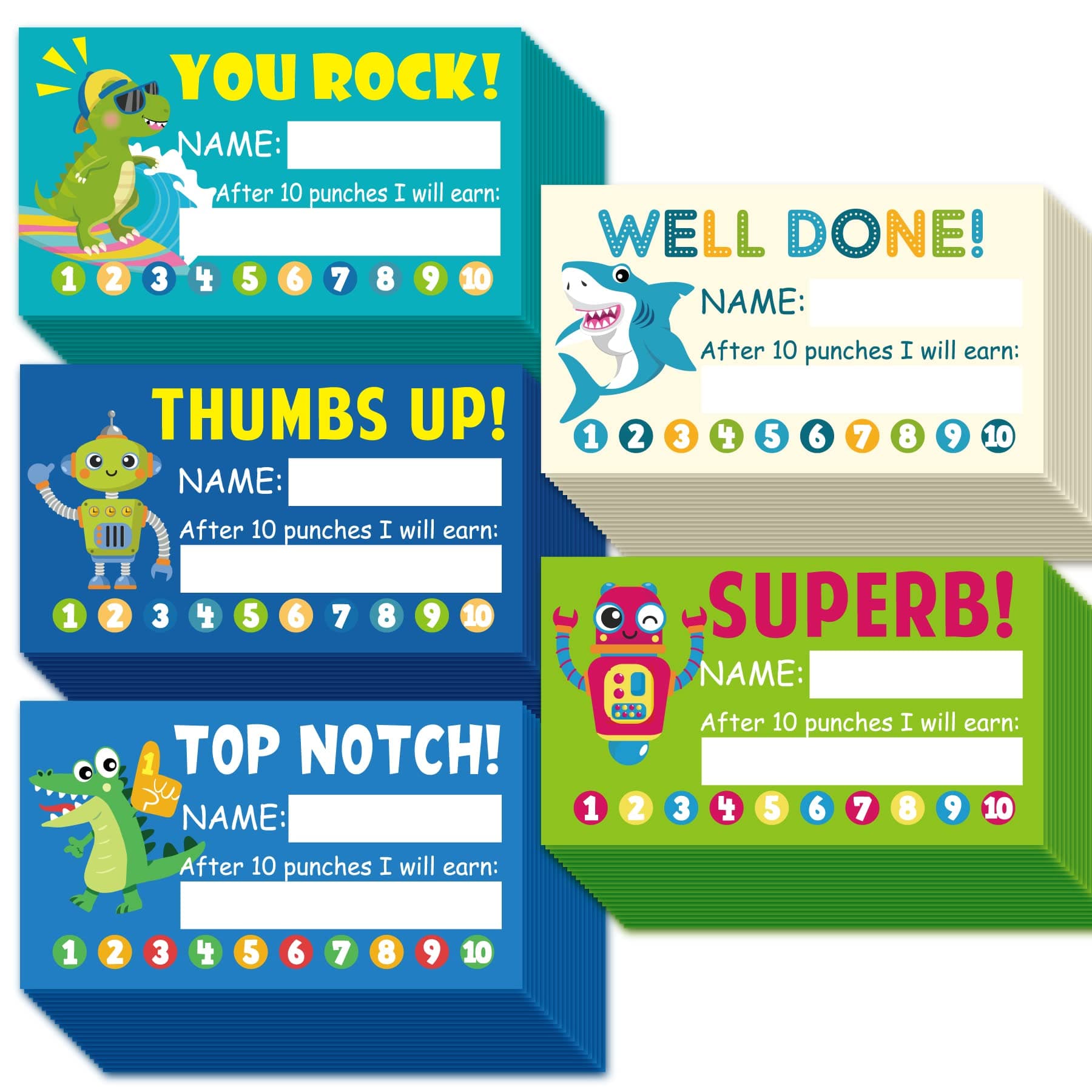 Gooji Behavior Punch Cards for Kids Classroom, 2x3.5 School Homeschool, or Smart Behavior Chart Reward System for Teacher Student, Fun Loyalty, Motivation Incentive,100 Pack