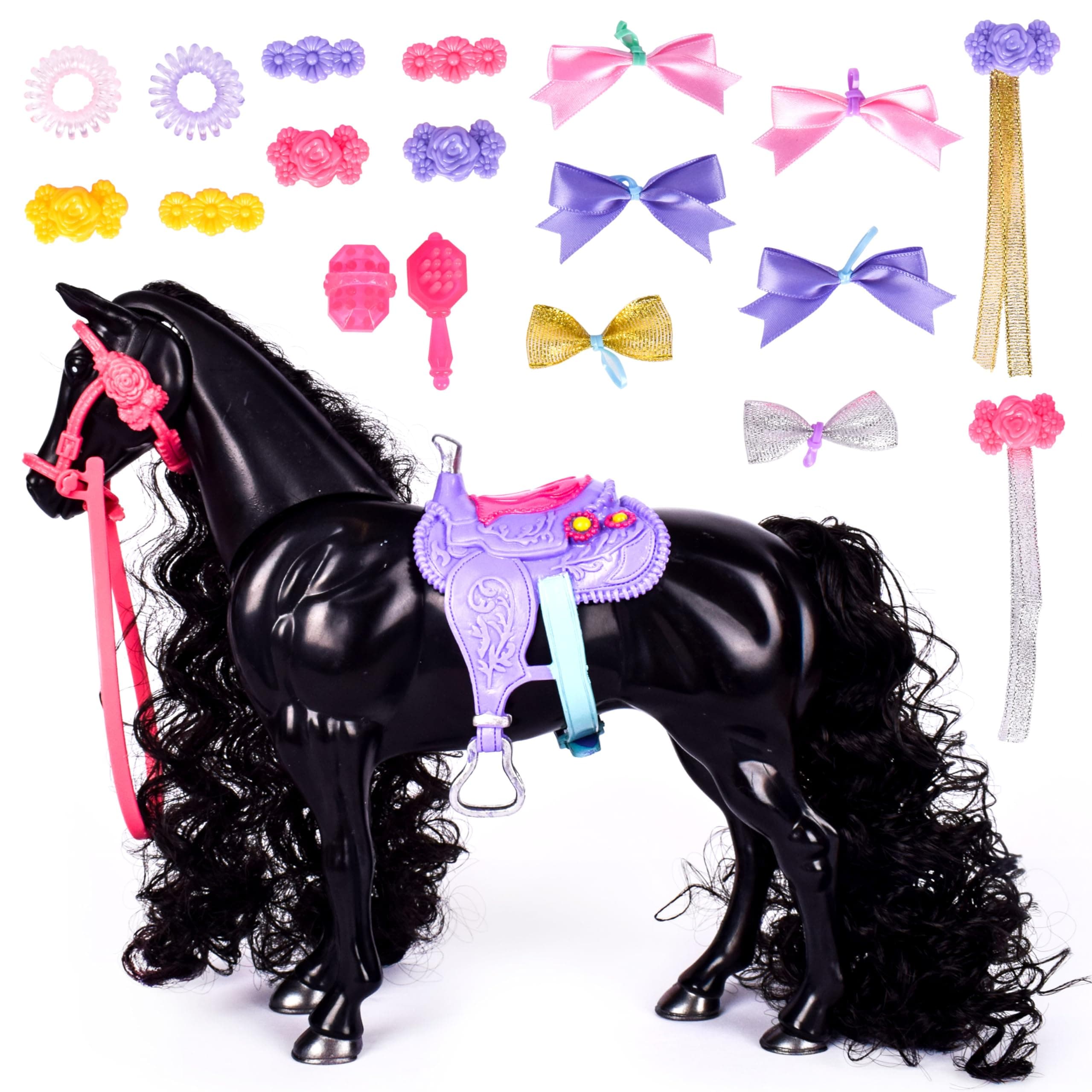 Sunny Days Entertainment, LLC. Glam-R-Ranch Raven Dream - Horse Toy with Accessories