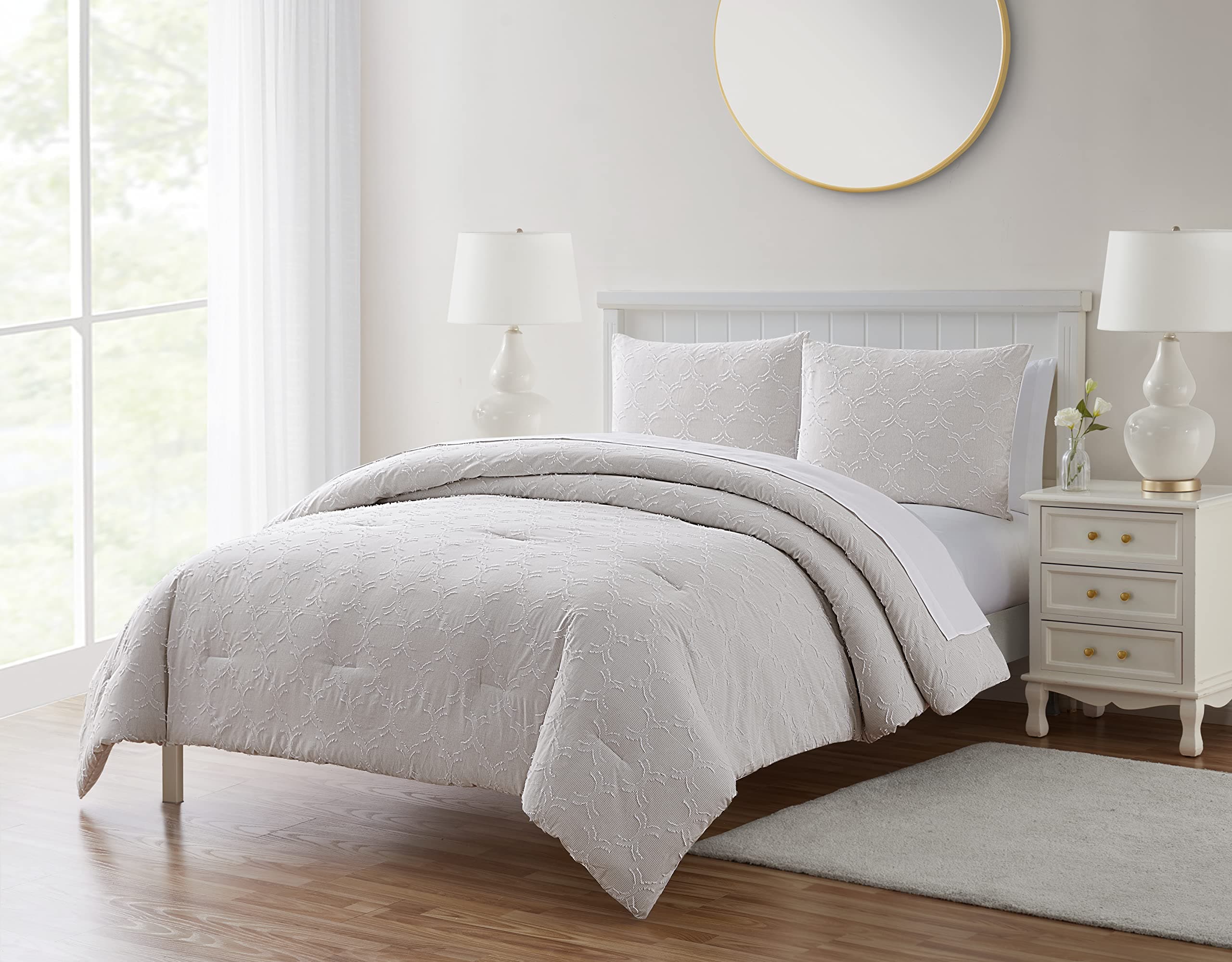 Tahari HomeGalla Collection, Polyester, Taupe/Grey, King