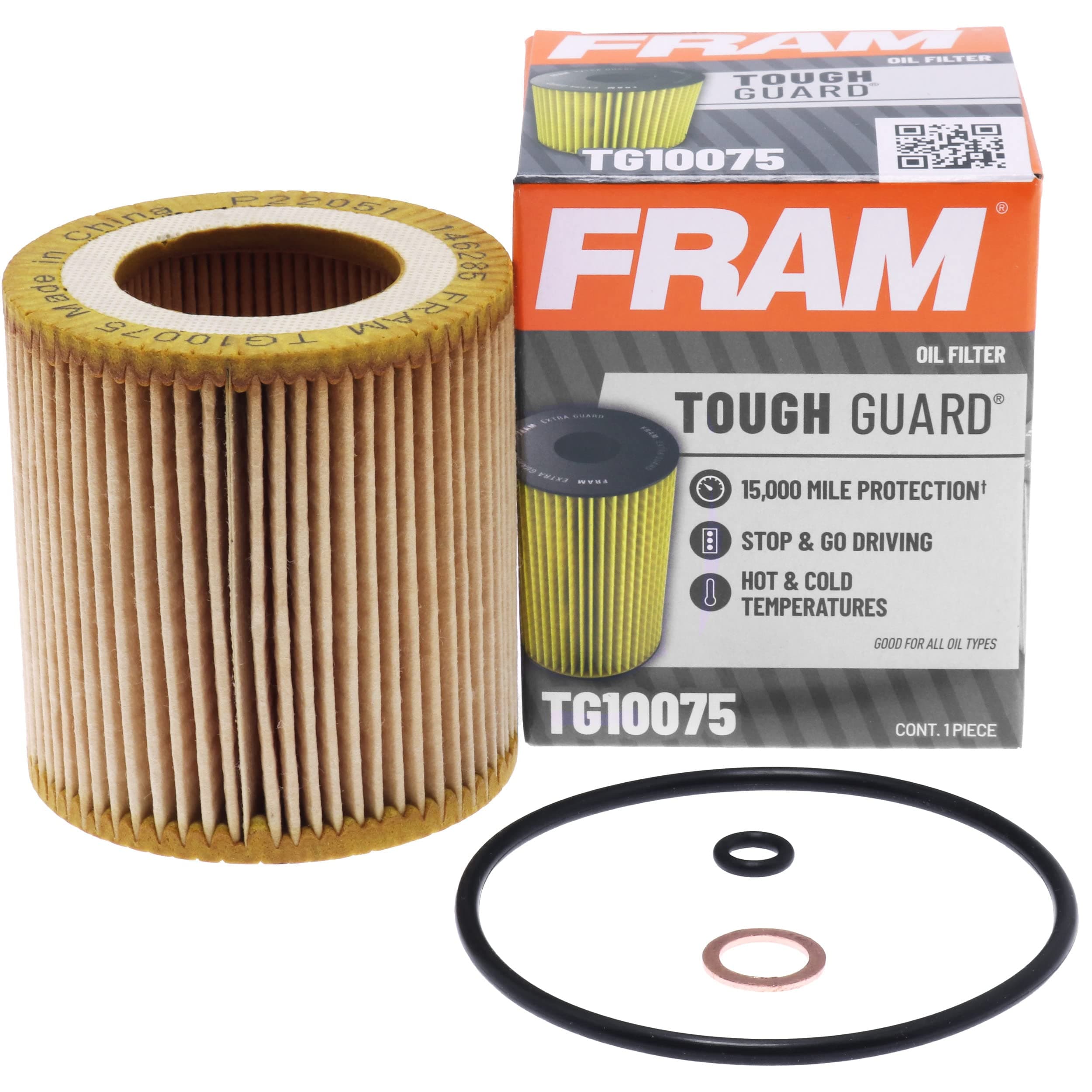 FRAM Tough Guard Replacement Oil Filter TG10075 with SureGrip, Designed for Interval Full-Flow Conventional and Synthetic Oil Changes Lasting Up to 15K Miles (Pack of 1)