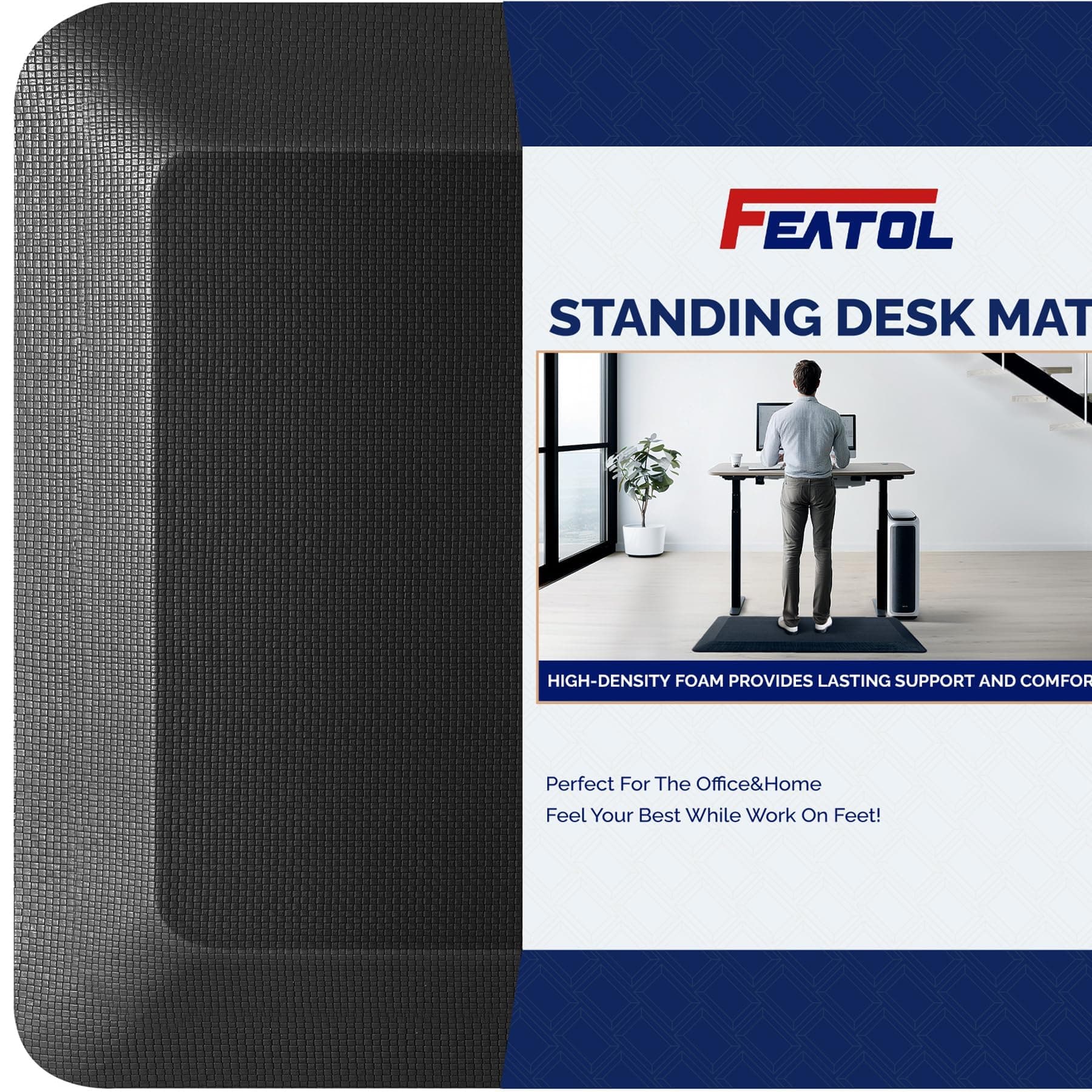 Anti Fatigue Mat for Standing, 9/10 Extra Thick Ergonomic Standing Desk Mat, Comfort Memory Foam Standing Mat at Home,Office All Day (20" x 32", Black, 1PC)