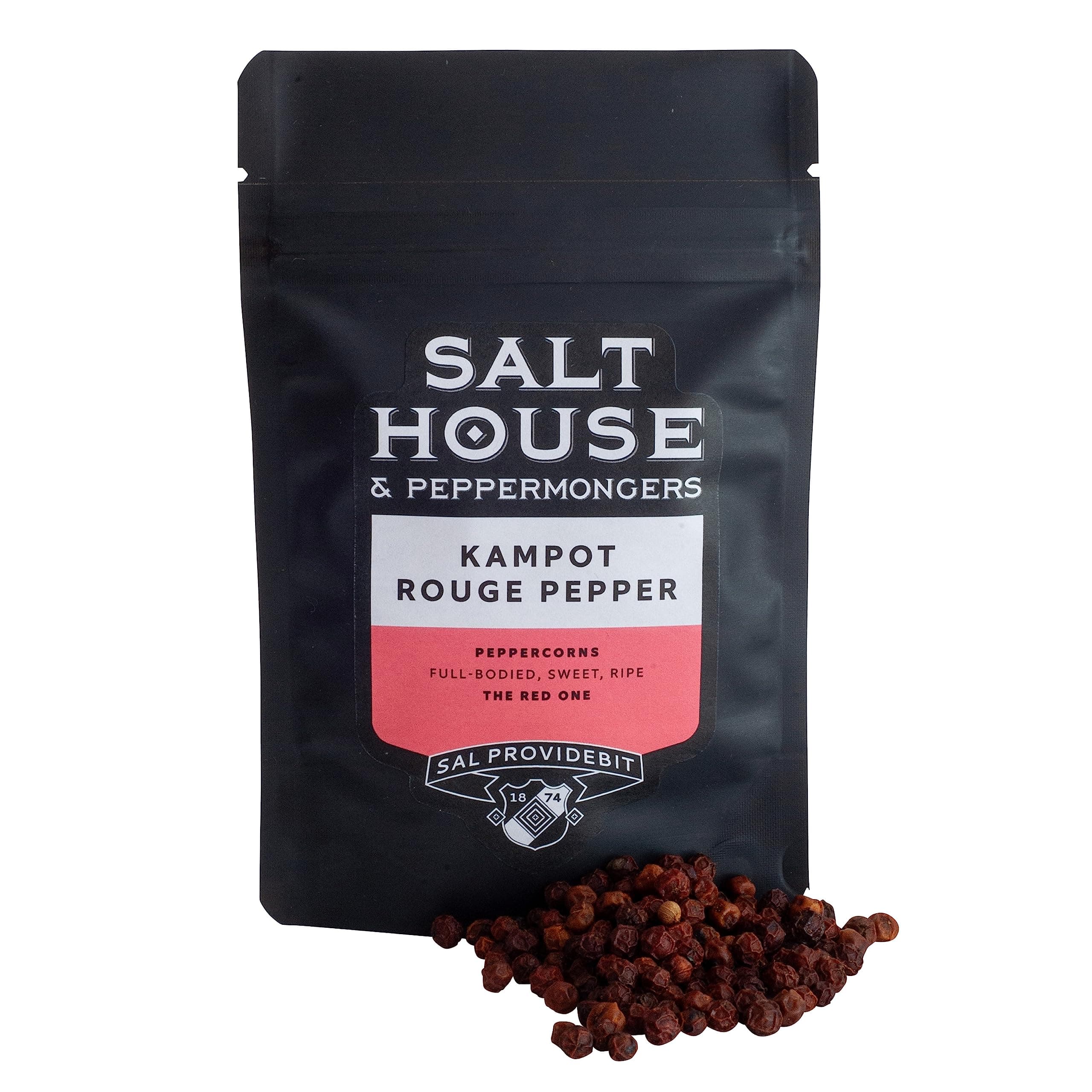 Gourmet Kampot Rouge Red Cambodian Peppercorns Premium Grade 60g - Resealable Pack for Freshness
