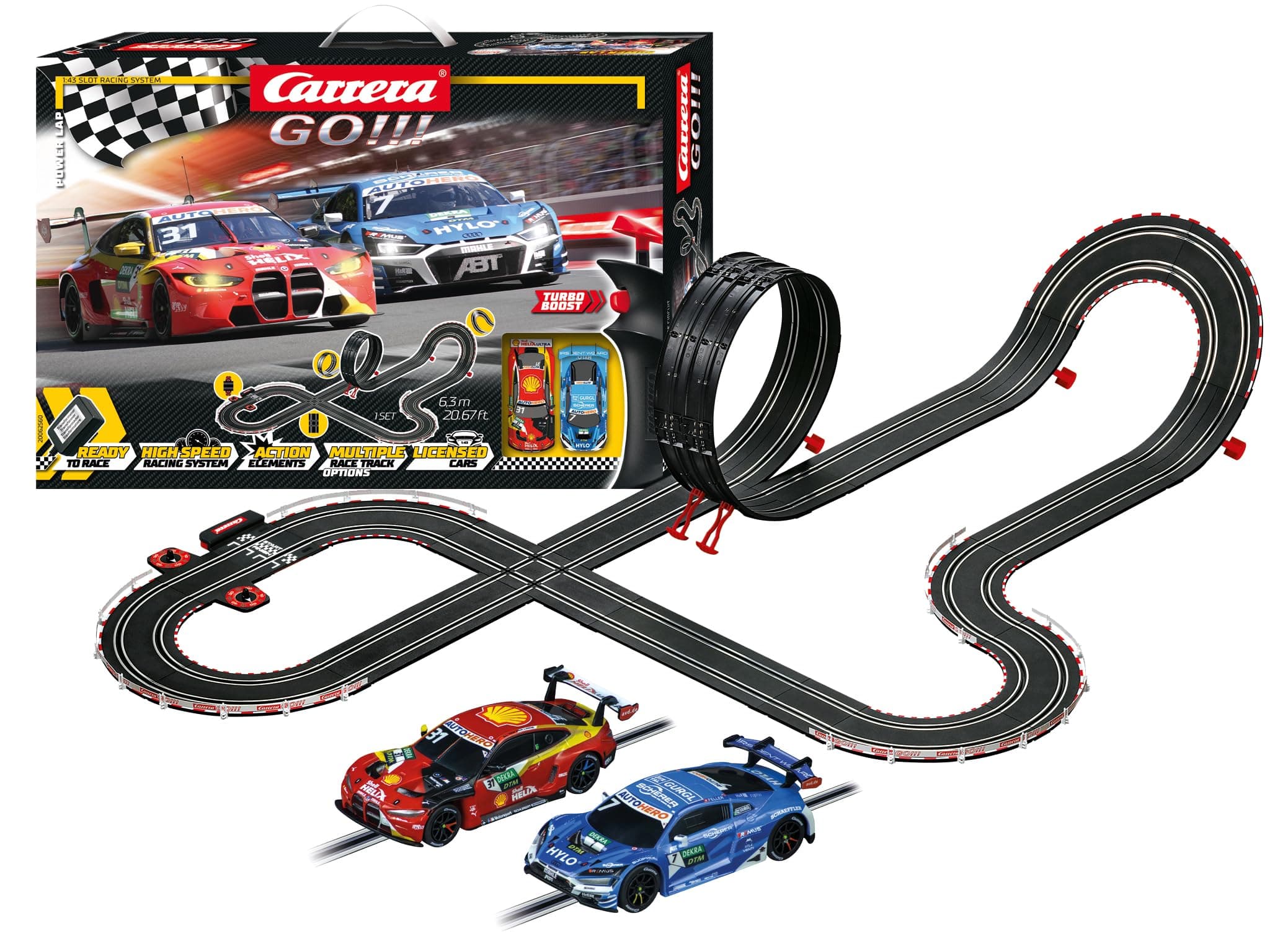 Carrera GO Electric Slot Car Racing Kids Toy Race Track Set 1:43 Scale Power Wrap