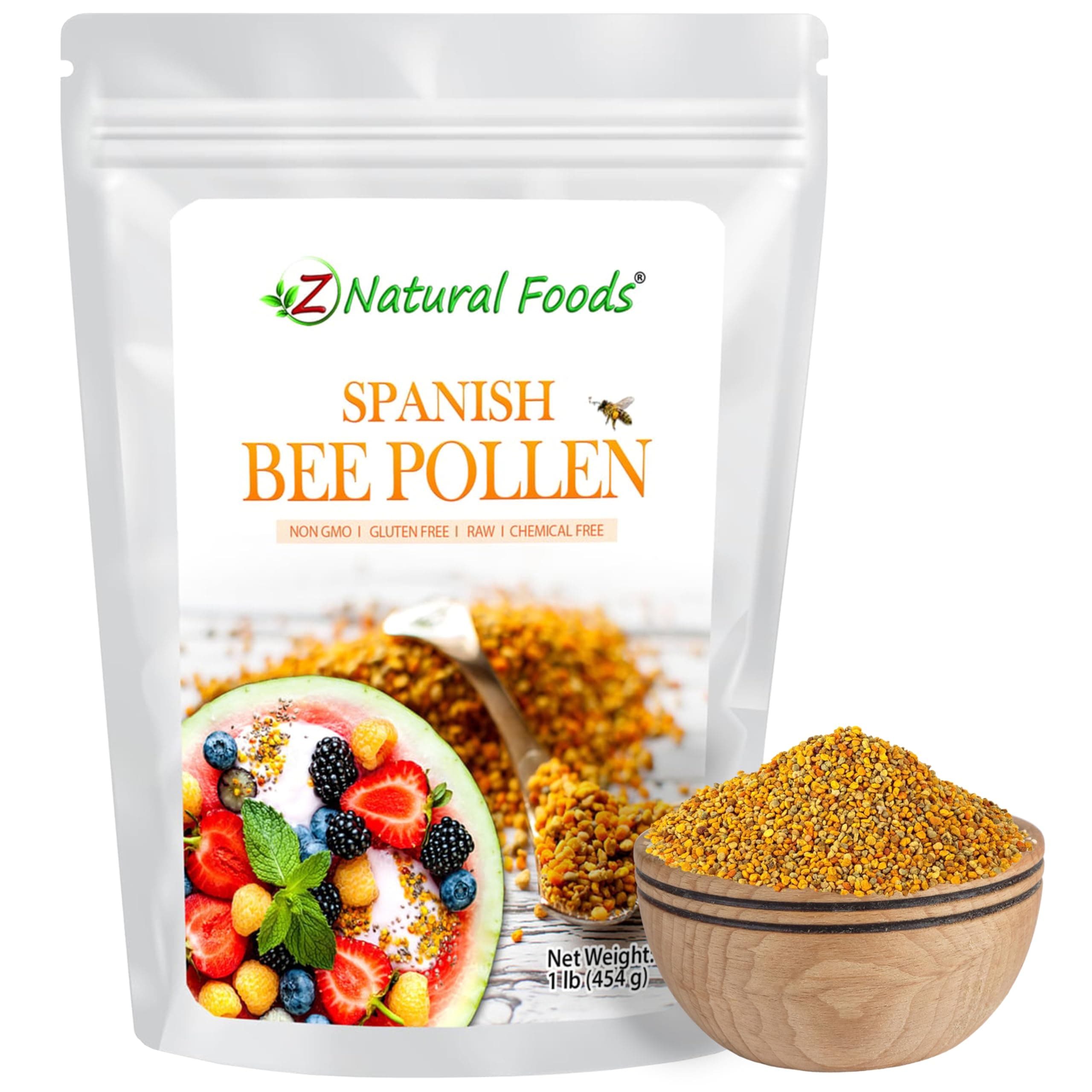 Bee Pollen Granules - Harvested in Spain - 100% Pure & Unprocessed - All Health Superfood Supplement - Raw, Gluten Free, Non GMO - 1 lb