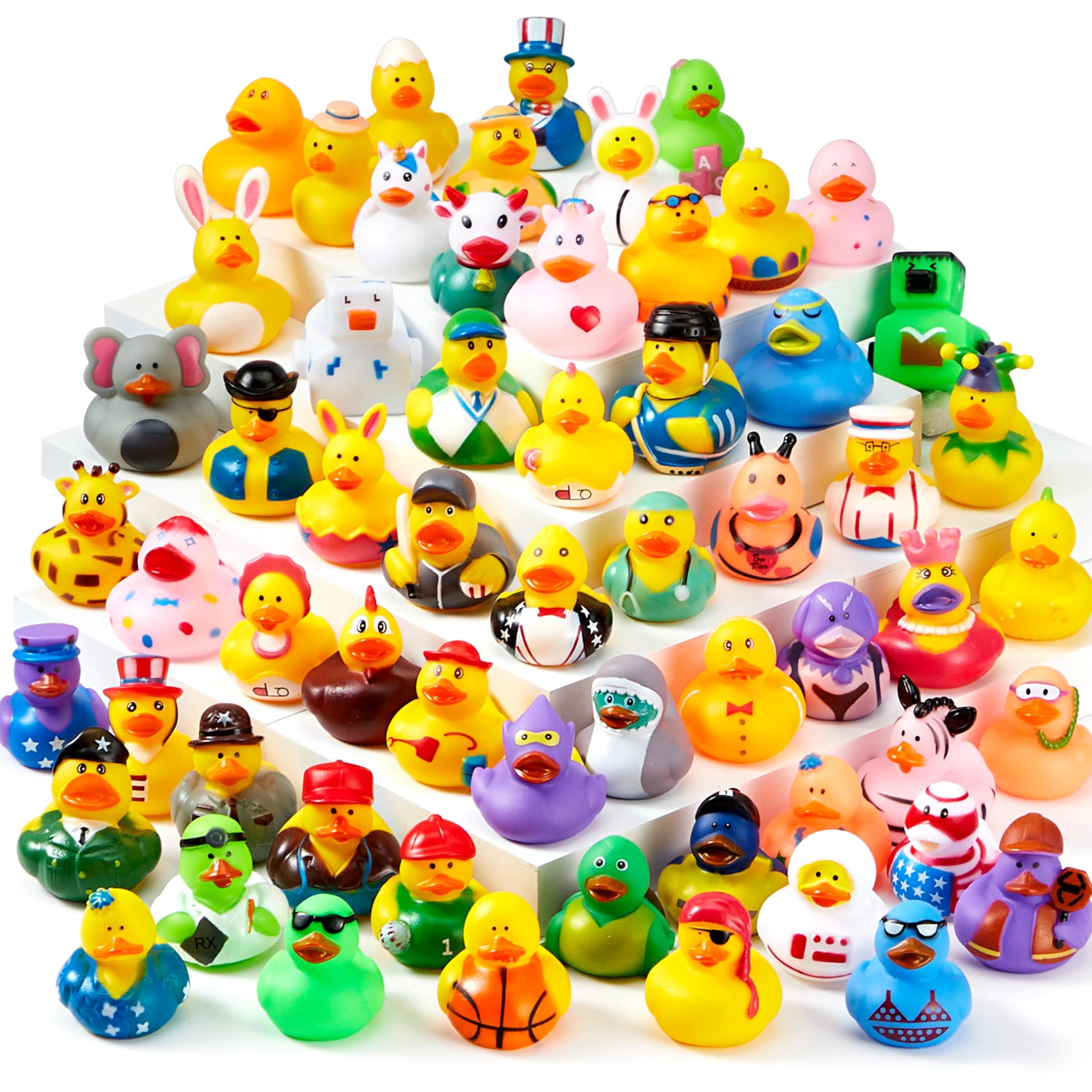 JOYIN 30 Pcs Rubber Ducks, Assortment Mini Rubber Duckie Toys with Mesh Carry Bag for Kids Baby Bath Shower Toys, Birthday Gifts, Summer Beach Pool Activity, Carnival, Holiday Party Favors