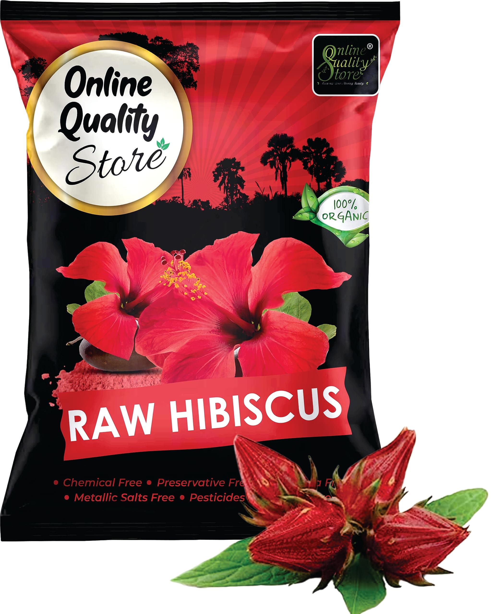 Online Quality Store Dry Hibiscus Flowers|Hibiscus Sabdariffa|Rosa Sinensis|Gudhal Ke Phool - 200g (Natural Powder, Floral Scent, Unisex, All Hair Types)