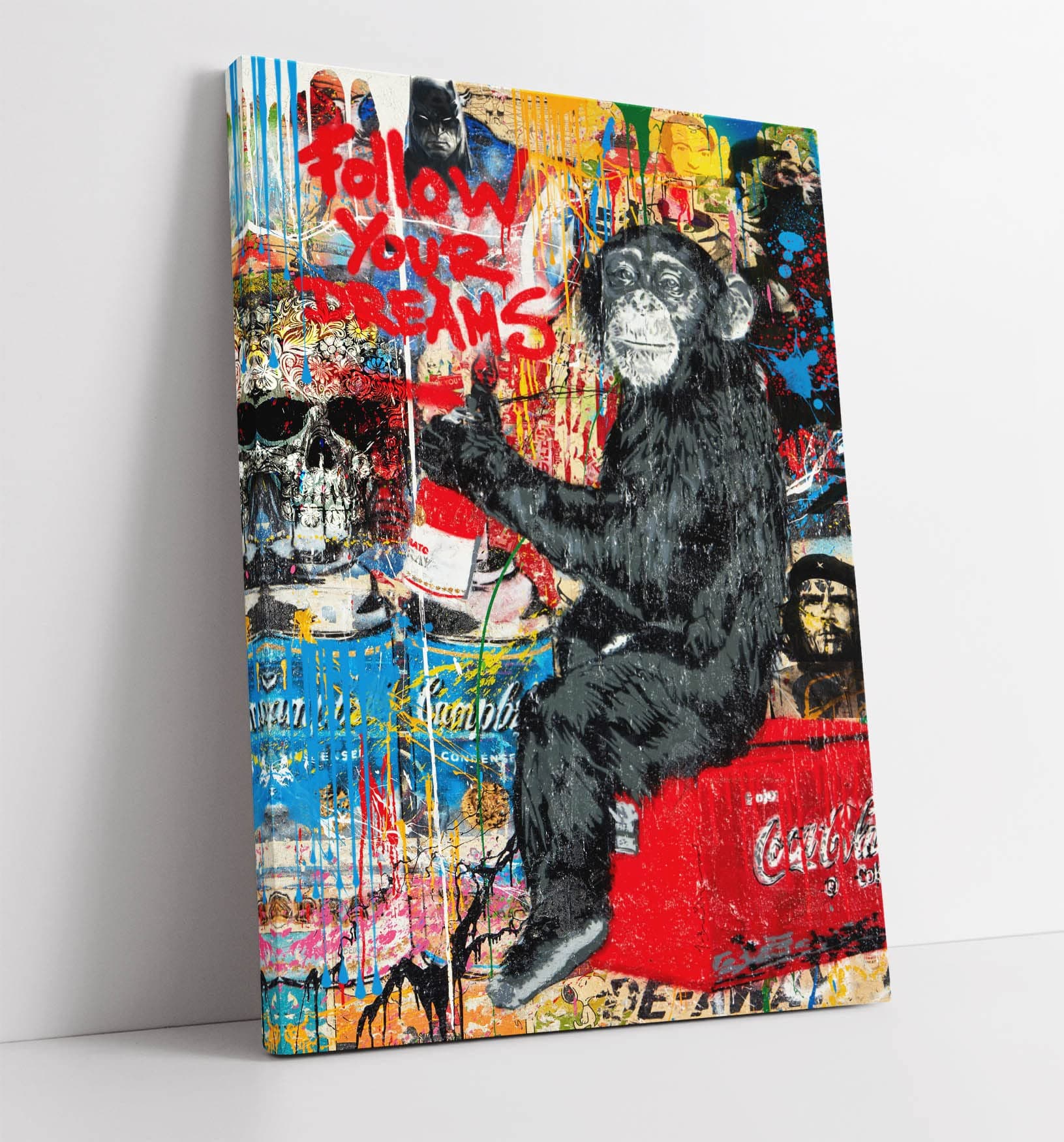 BANKSY GRAFFITI FOLLOW YOUR DREAMS CANVAS WALL ART PRINT ARTWORK BRAINWASH (24in x 16in / 60cm x 40cm), Home Office