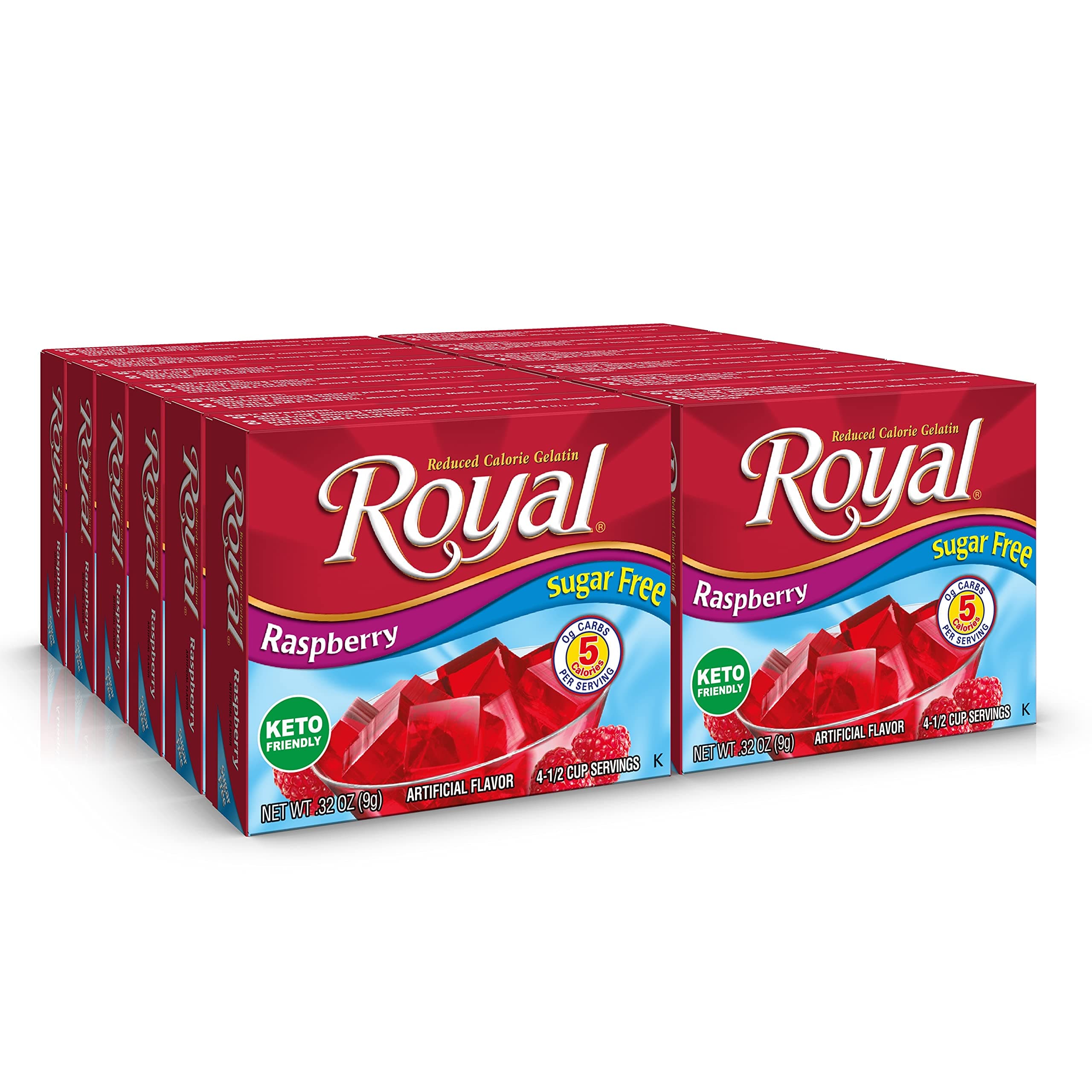 Royal Raspberry Jelly Dessert Mix, Sugar Free, .32 Ounce Box (Pack of 12)