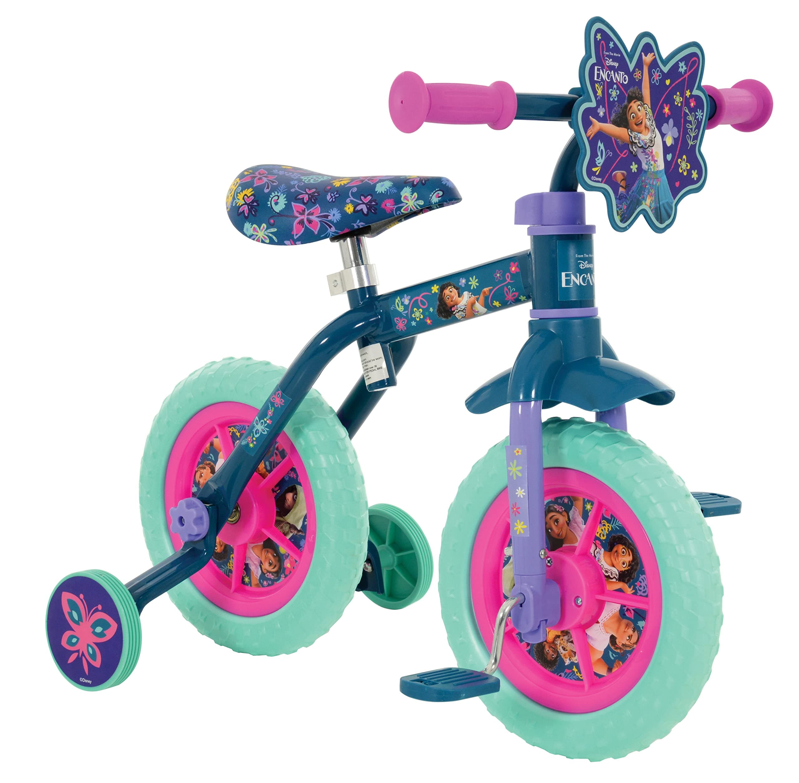 Encanto 2-in-1 Training Bike - 10 Inch, Officially Licensed, Vibrant Decals, Converts from Balance to Pedal Bike, Sturdy and Safe Design, Perfect for Young Encanto Fans - Ages 2+