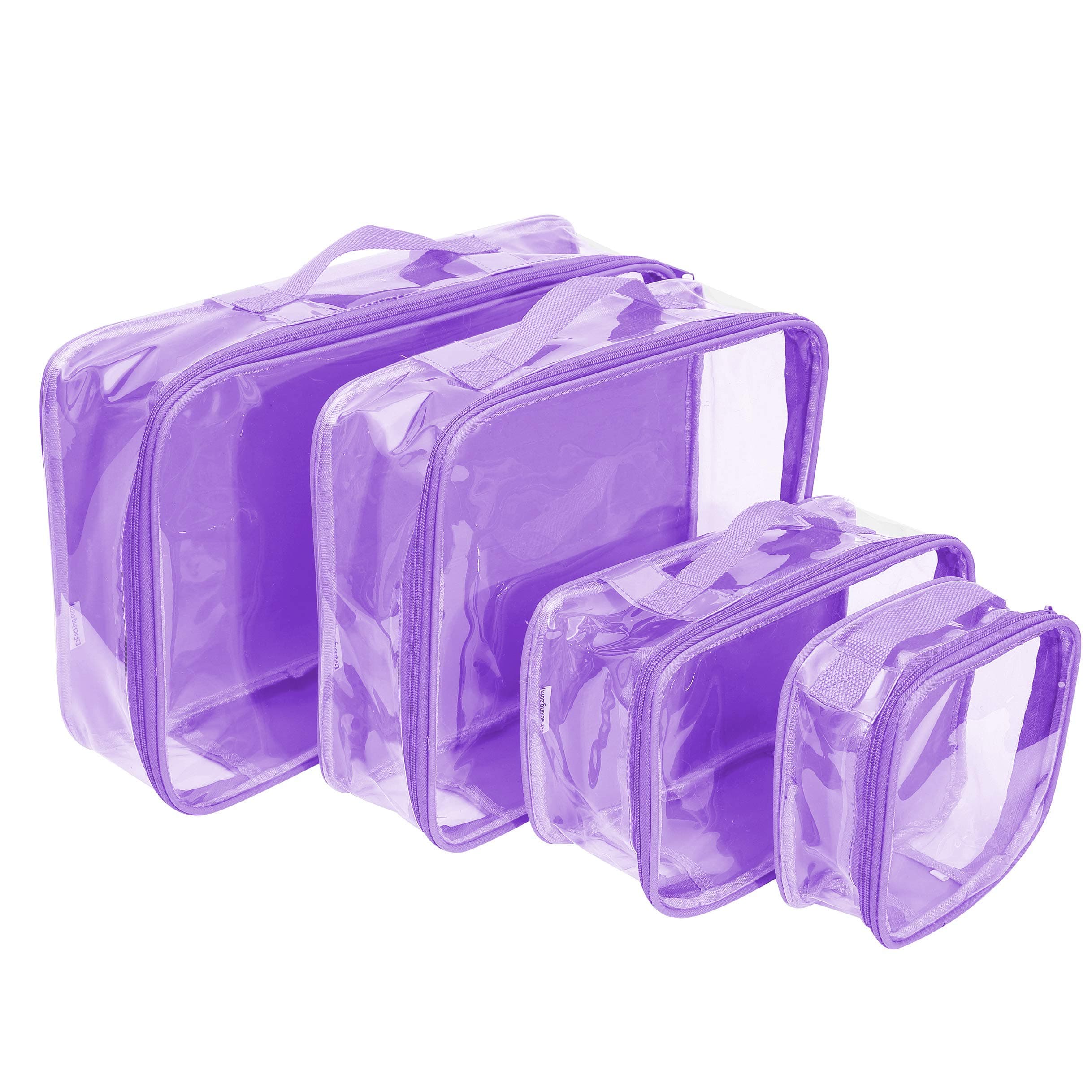 EzPackingClear Packing Cubes set of 4 / Packs 7-10 Days of Clothes/Premium PVC Plastic Storage Bags