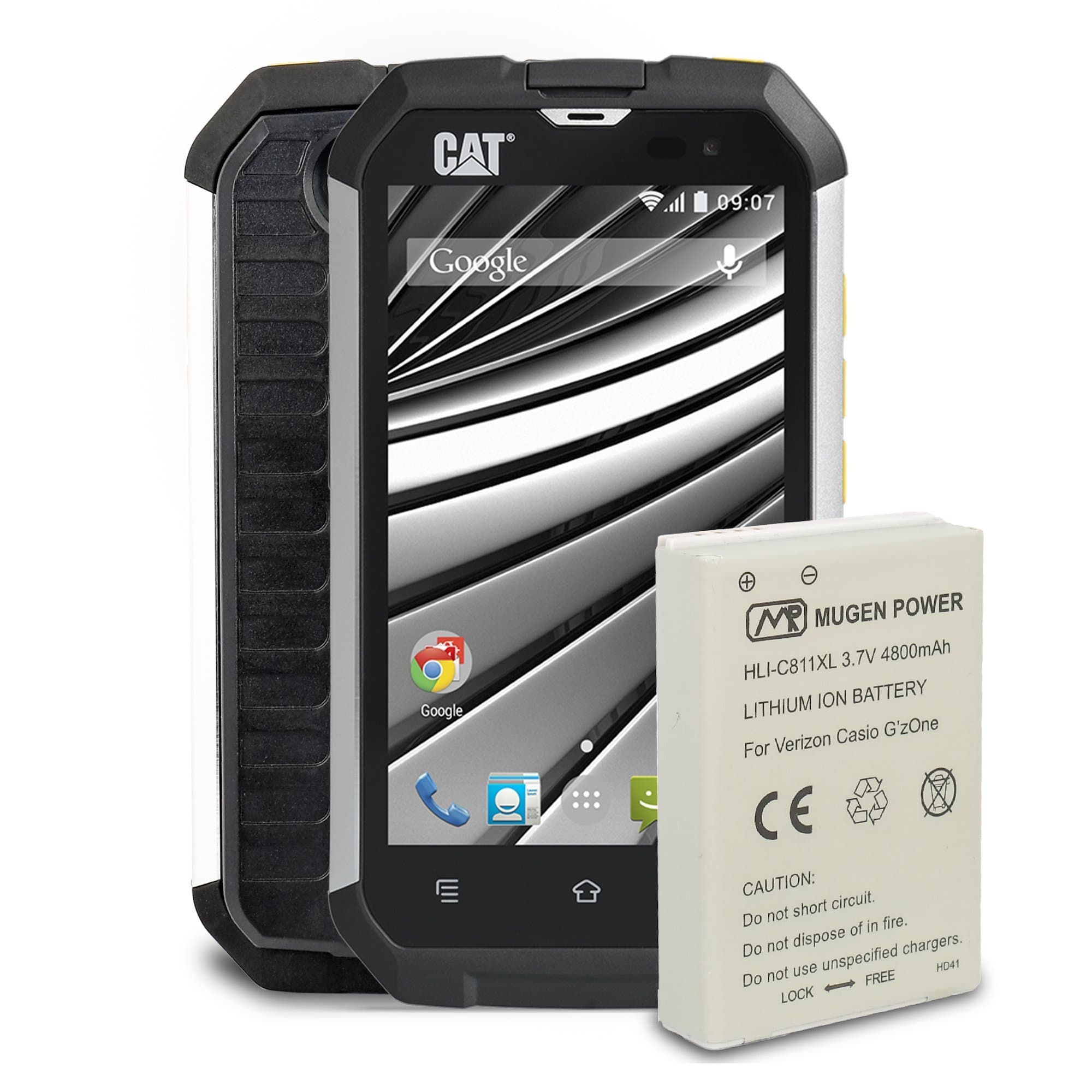 Mugen Power Caterpillar CAT B15Q Unique Double Capacity Extended Safety 4600mAh Battery Non Slippery Backcover included Best for outdoor Use