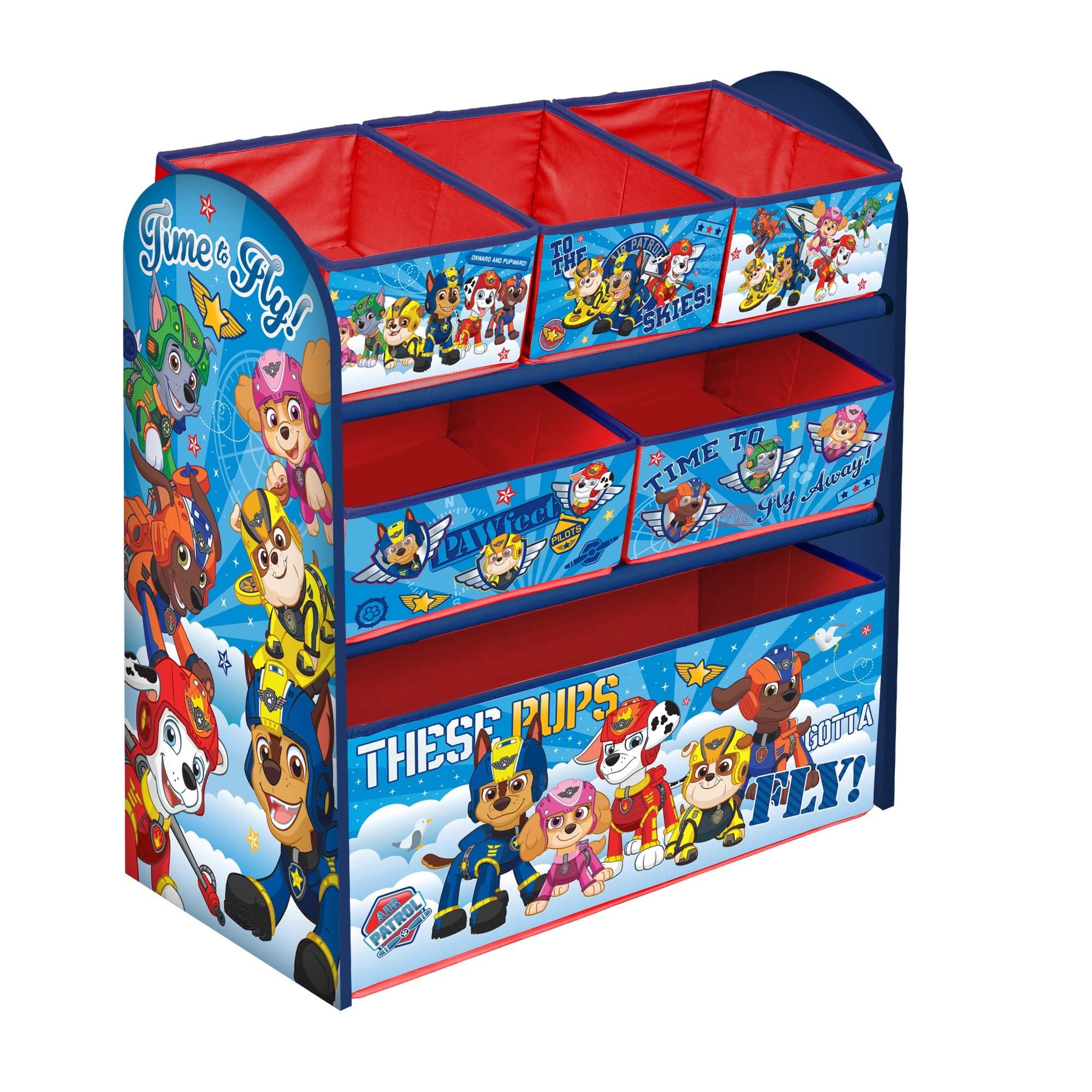 Paw Patrol Children's Toy Storage Unit Box Organiser Wooden Multi Tray - Kids Bedroom Playroom Furniture