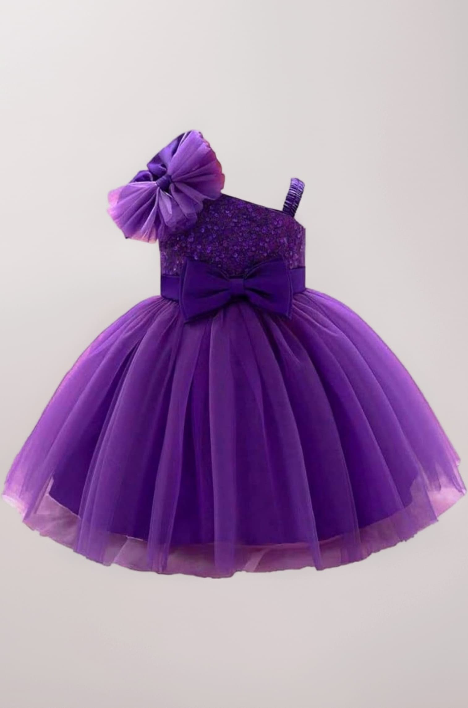 Barbet Sequence Embroidered Net Flaired Sleeve Less Baby Knee Length Girl's Frock