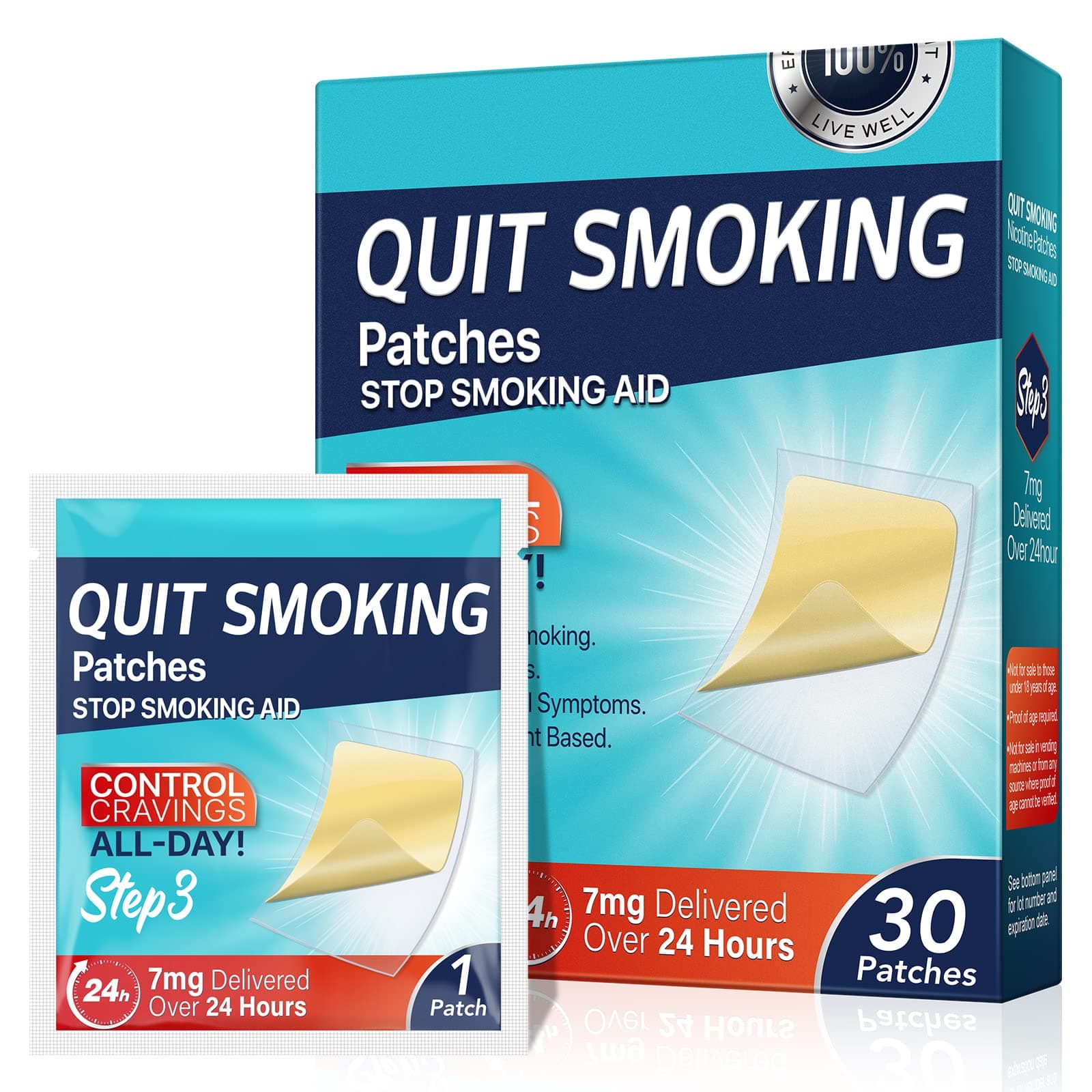 Quit Smoking Patches, Step 3 Stop Smoking Aids Patches, 7mg Quit Smoking Stic...
