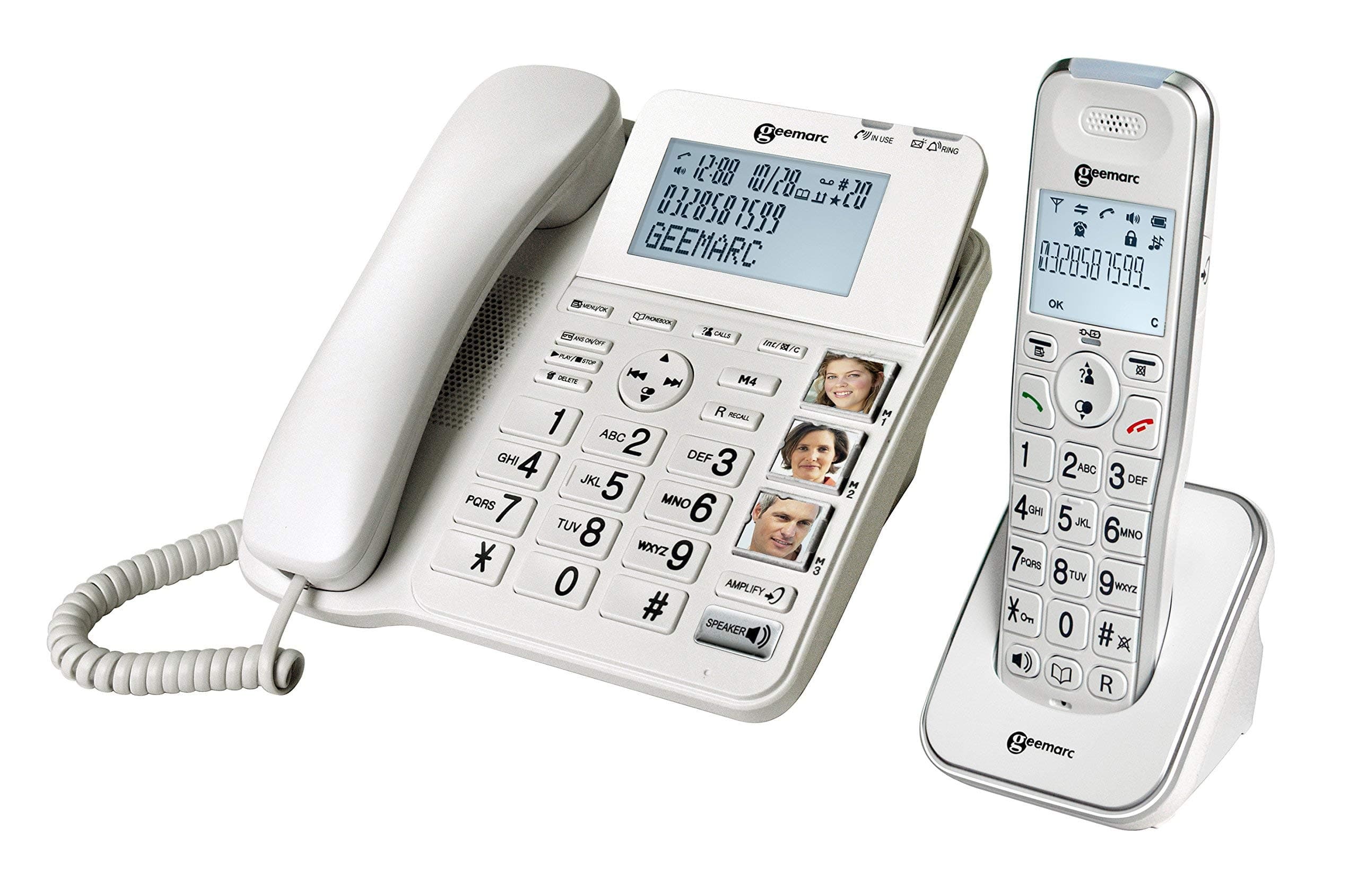 Amplidect 295 Combi - Amplified Corded and Cordless Telephone Set with Answering Machine and Large Buttons for Seniors - Low to Medium Hearing Loss - Hearing Aid Compatible - UK Version