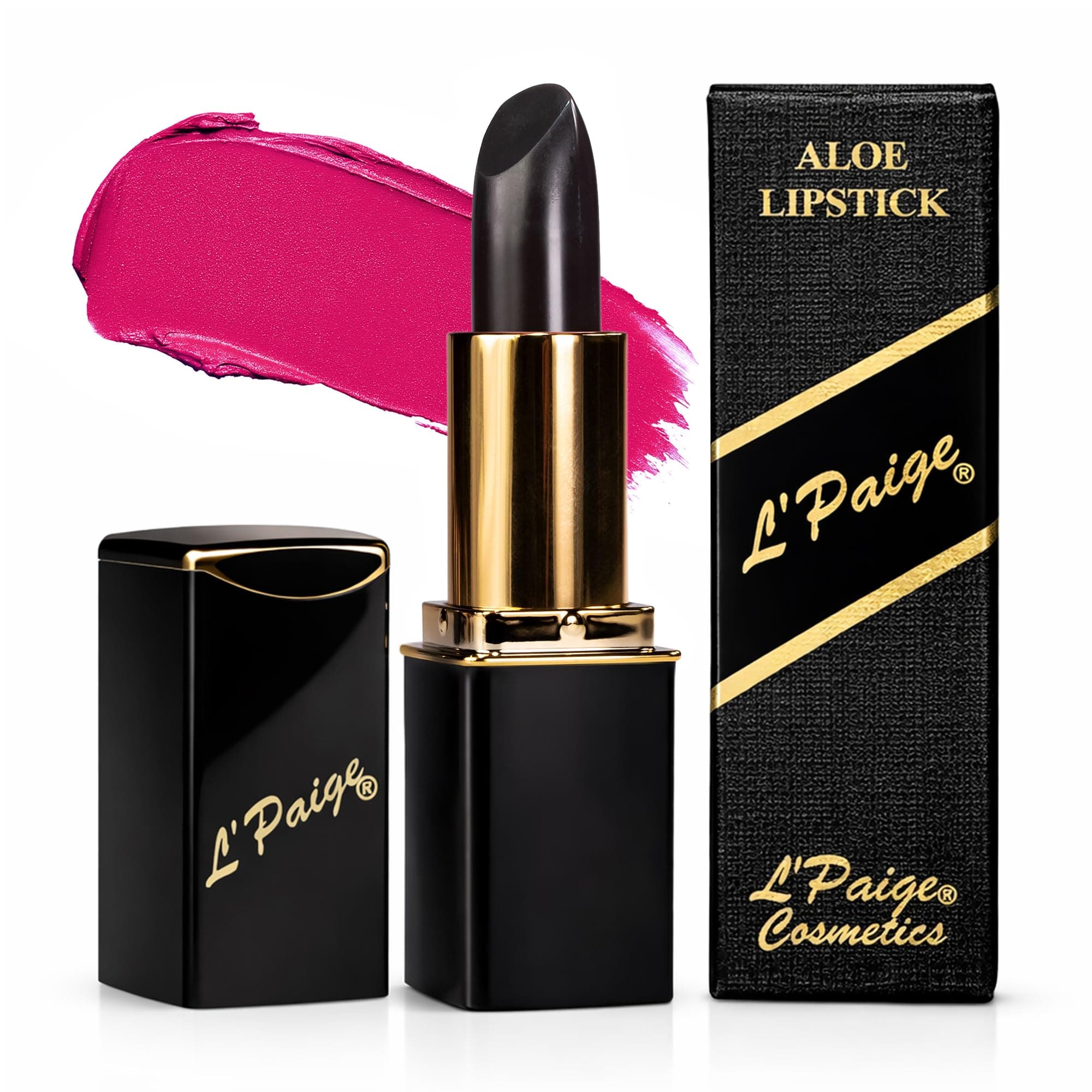 L'Paige Color-Changing Lipstick Lipstain – Black to Wine Magenta, Temperature Sensitive Formula with Aloe Vera, Long-Lasting Satin Finish, Moisturizing Hydrating Color for Smooth Soft Lips, Shade LBK