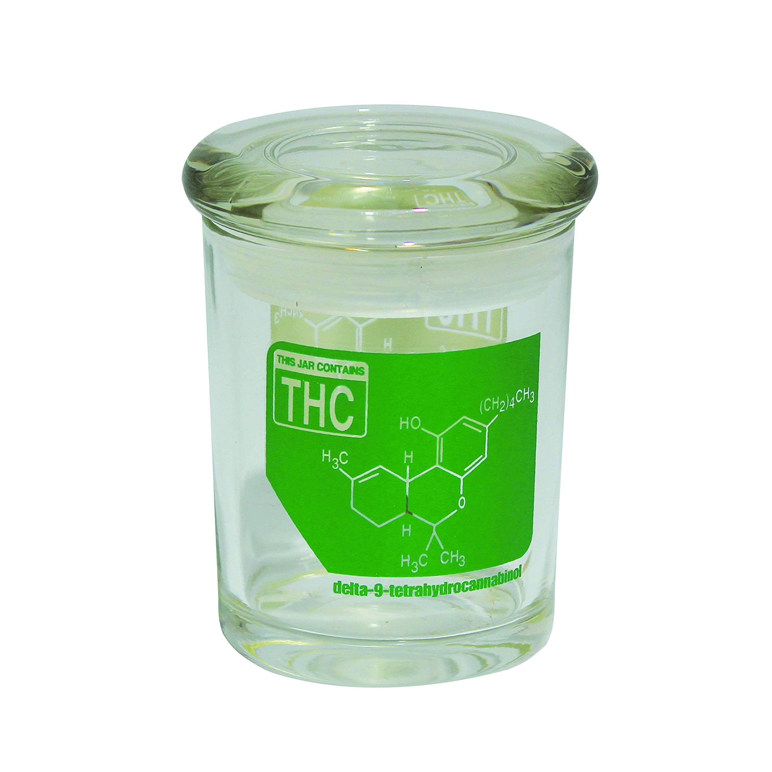 Fess Products THC Periodic Pop Top Jar Glass Medical Jar Herb Storage Container 3"x2" - 1/8oz Jar