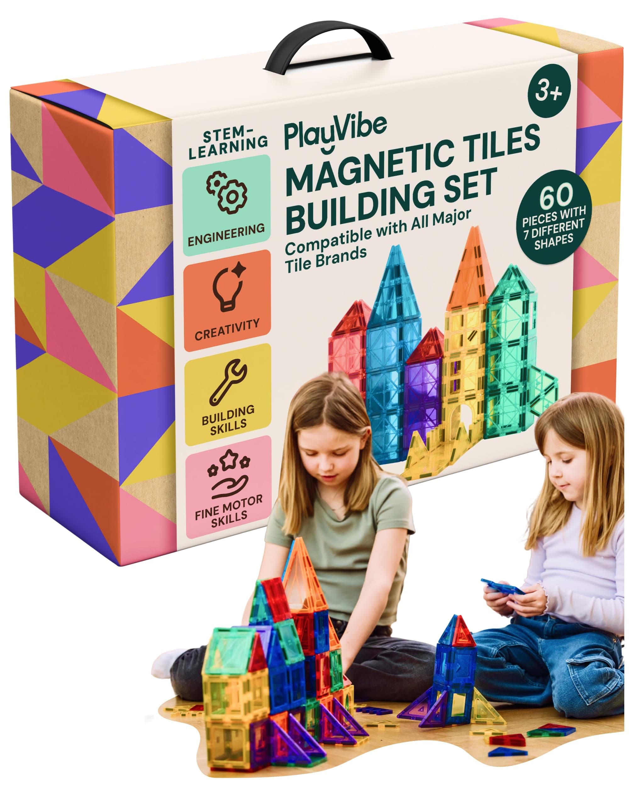 60 PCS 3D Magnetic Blocks Tiles - Magnetic Tiles Toy Building Blocks | for Kids | Magna t Blocks