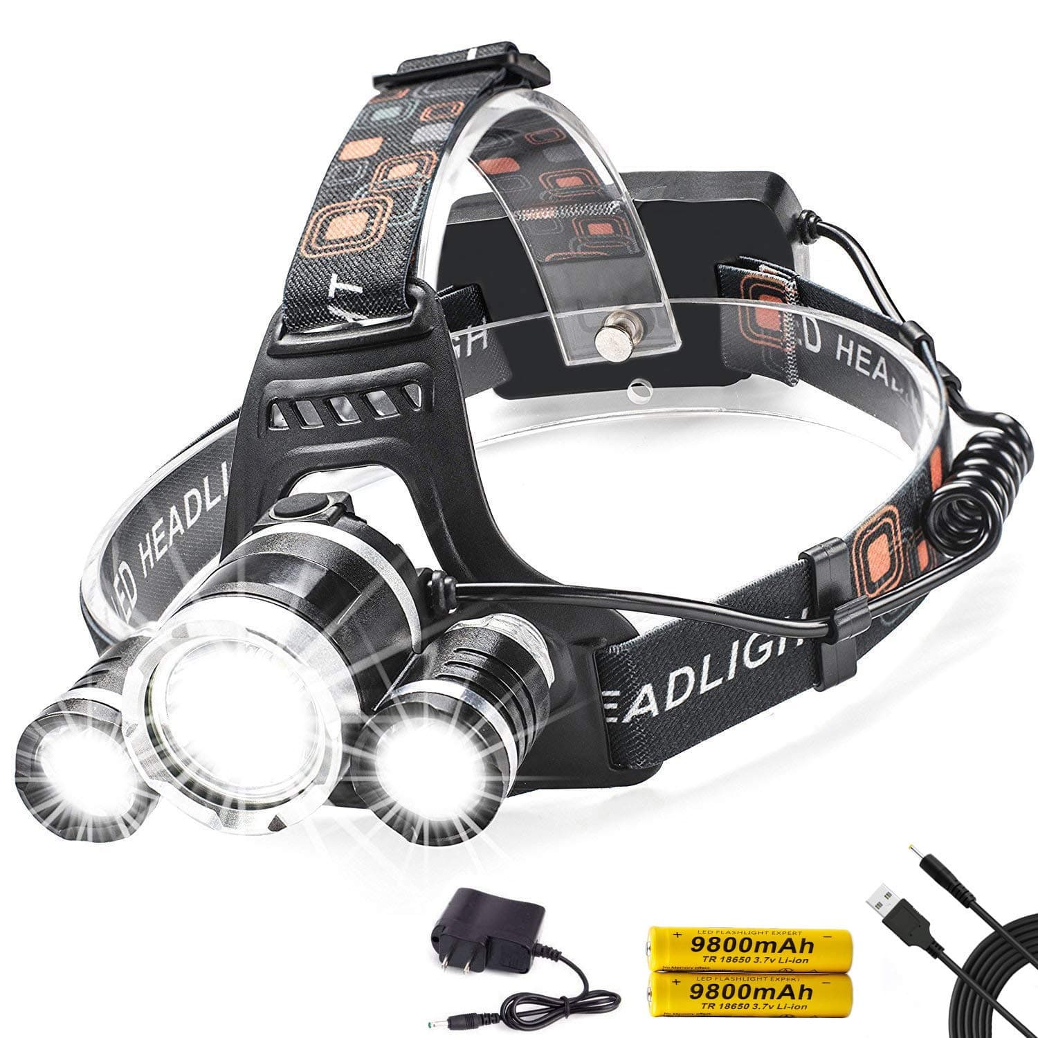 Led Headlamp,AstaaCity Brightest 8000 Lumen Flashlight,Rechargeable 18650 Headlight Flashlights Waterproof Hard Hat Light,Best Head Lights for Camping Running Hiking