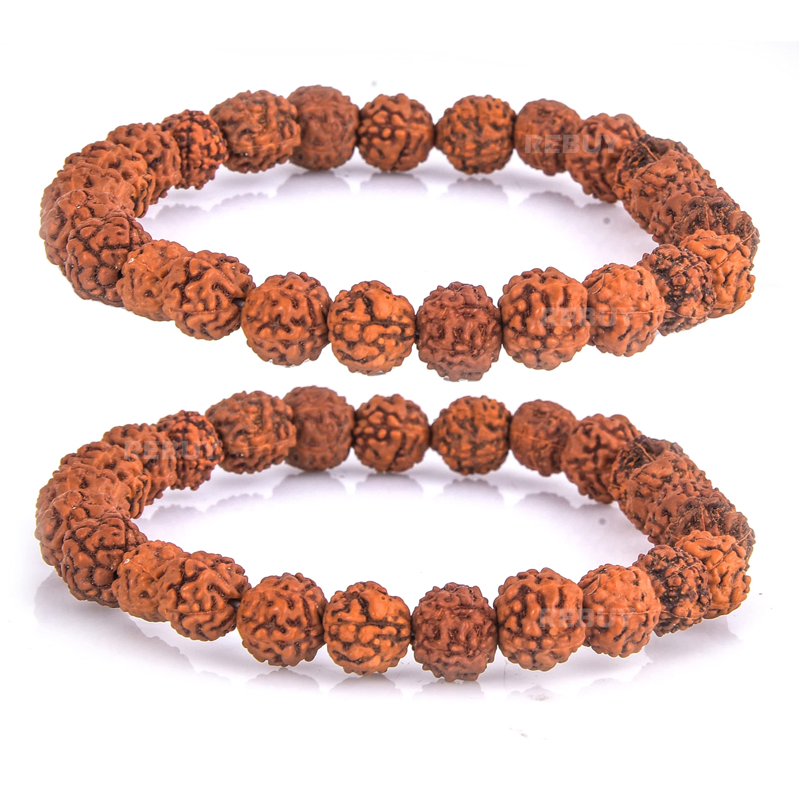 5 Mukhi Rudraksha Bracelet Combo for Men & Women | Original & Lab Certified Natural Crystal Healing Rudraksha Bracelet | Spiritual Growth, Good Luck & Chakra Balances | Size 8mm, Pack of 2