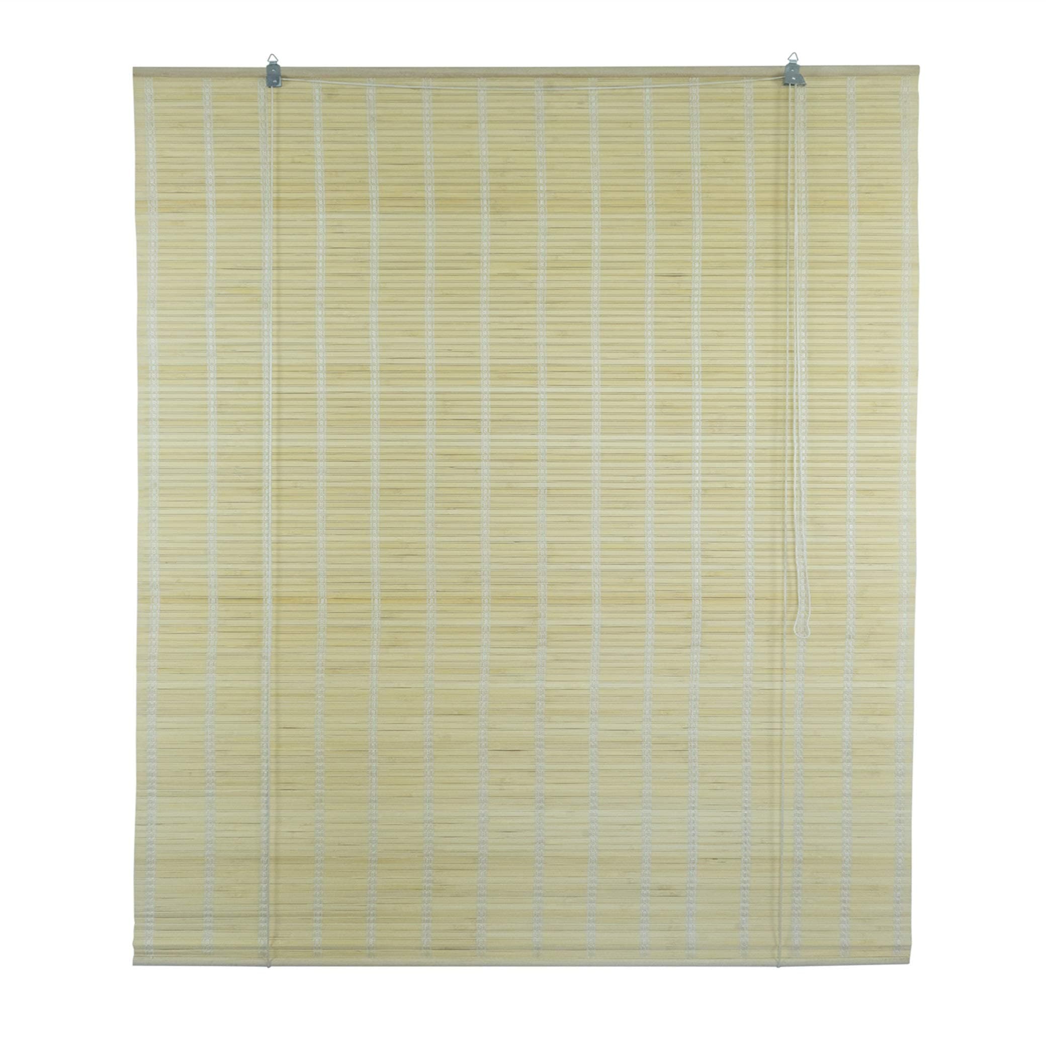Wooden roller blinds/Vertical blackout blinds/Bamboo venetian blinds with Side Pull for Windows and Doors (150 x225 cm, Natural)