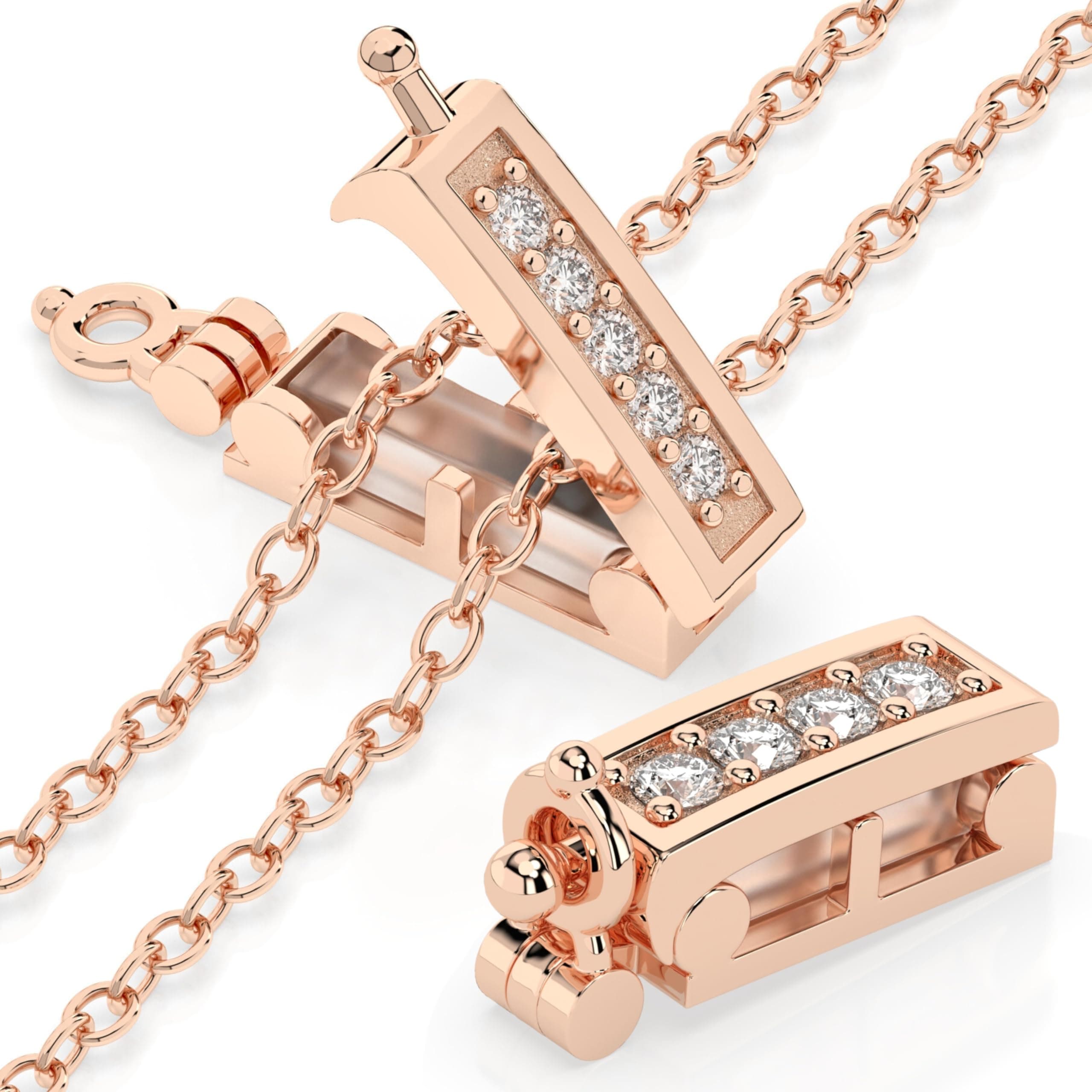 Set of 2 Infinity Clip Necklace Shorters for Thin Chain Rose Gold Plated Brass Necklace with Shortening Clasp with Cubic Zirconia Accents, Metal