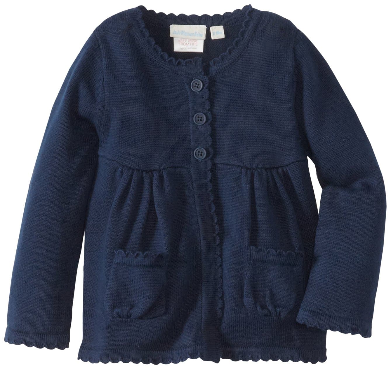 Jojo Maman Bebe Baby Girls' Cardigan Sweater with Scalloped Edge
