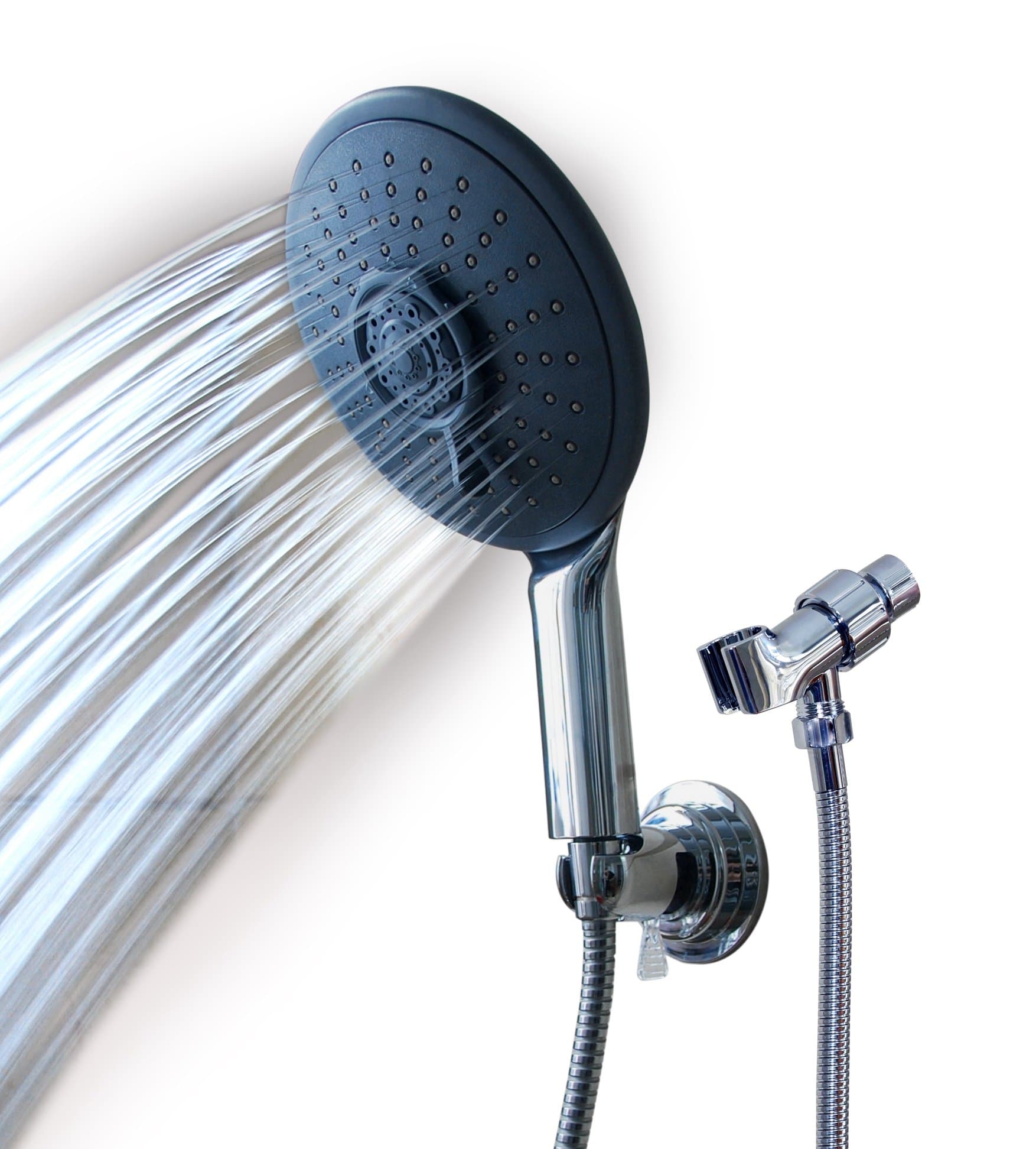 8 Inch Showerheads with 3 Modes High Pressure Handheld Shower Head + 6 Feet Stainless Steel Hose + Suction Cup Handheld Showerhead Holder + Shower Arm Mount Bracket - Chrome 2.5GPM
