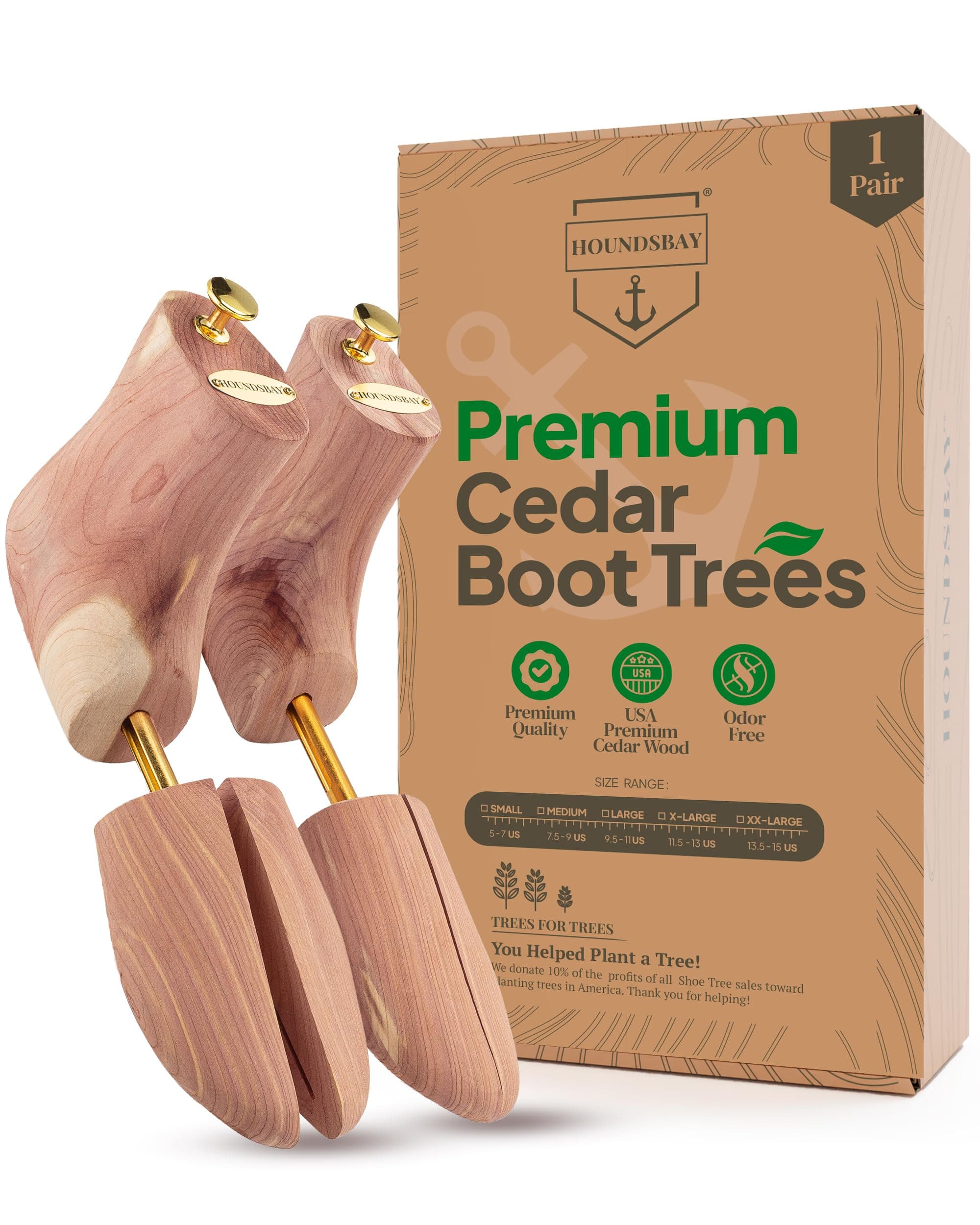 HOUNDSBAY Boot Trees, Cedar Boot Tree for Men, Shoe Tree for Boots, Boot Stretcher & Shaper