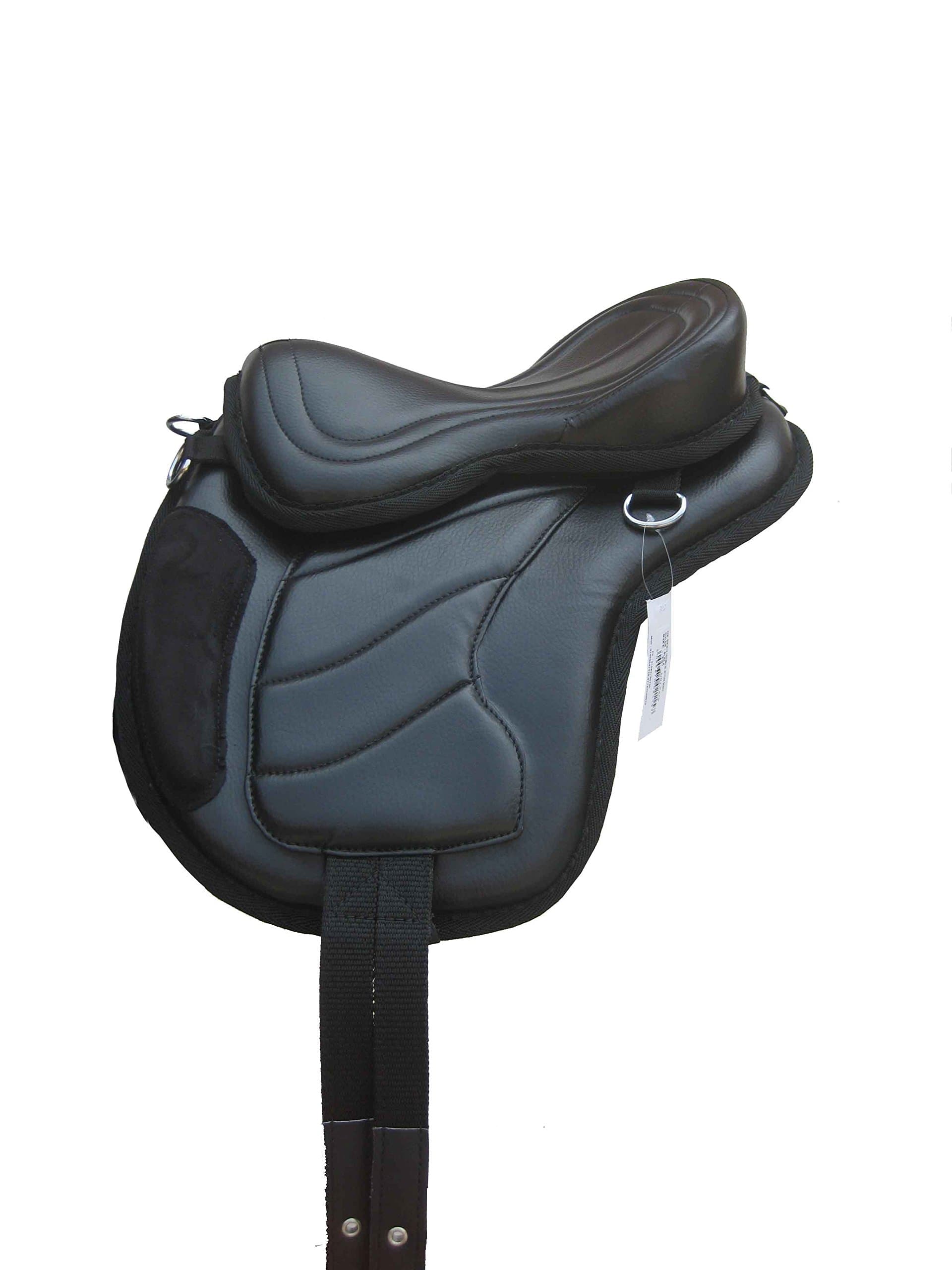 TintPets 13" SYNTHETIC HORSE TREELESS SADDLE IN BLACK COLOR, FREE GIRTH