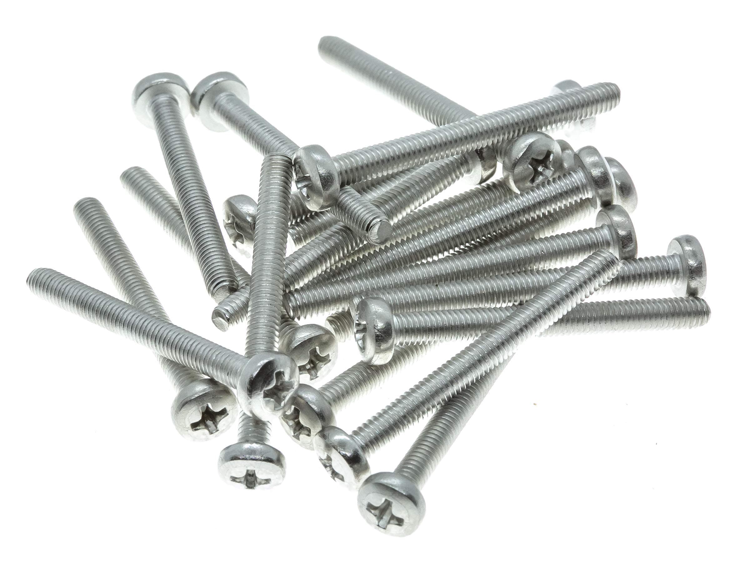 M4 (4mm x 50mm) Phillips Pan Head Machine Screws - Stainless Steel A2 (Pack of 20) DIN 7985 F11BC
